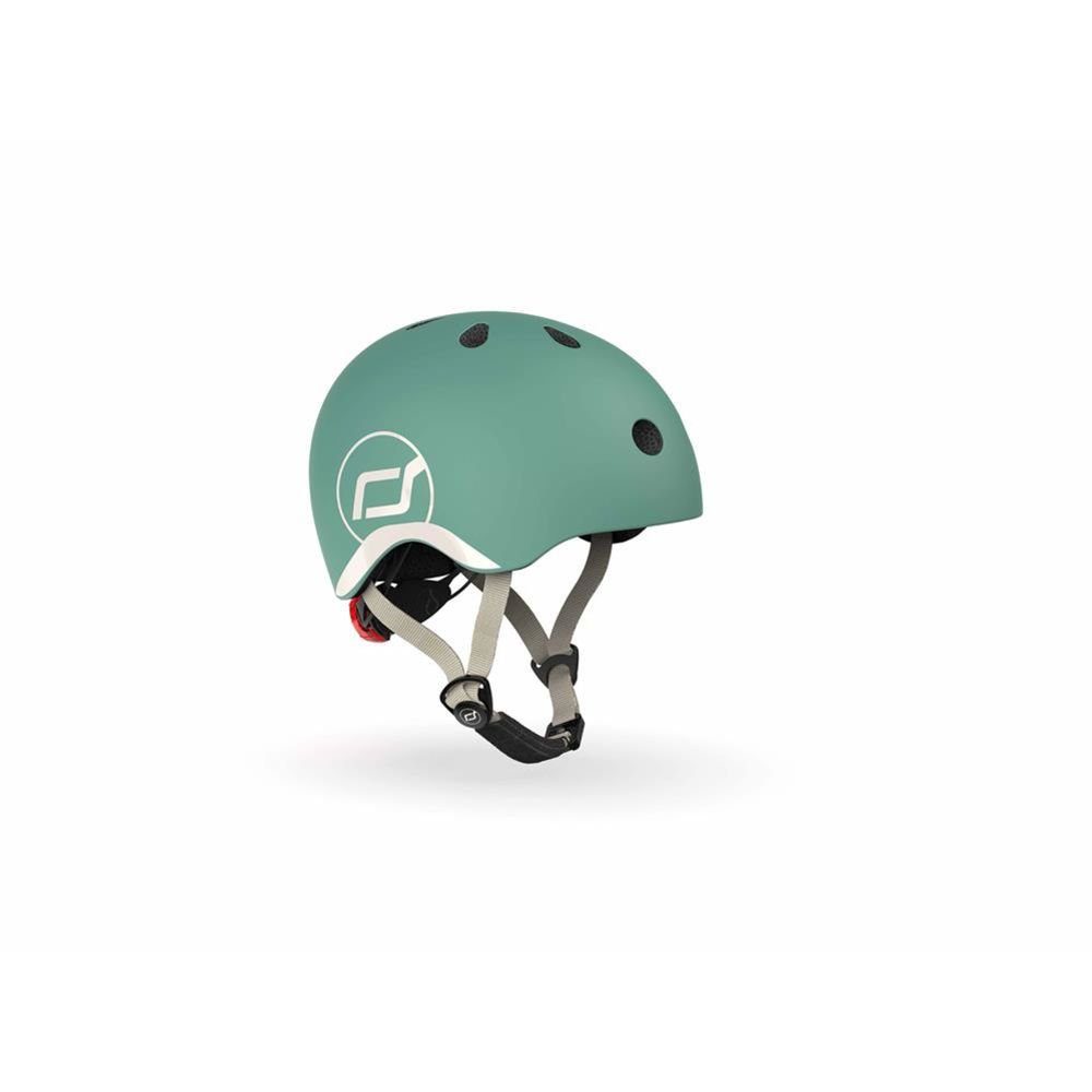 Scoot and Ride Kinderhelm XXS Forest, Schutzhelm mit LED Licht, Fahrradhelm, safety Helm