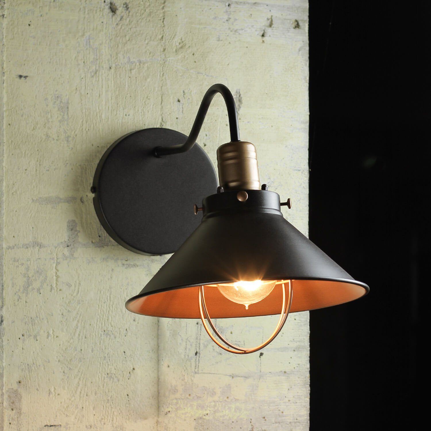 Licht-Erlebnisse Wandleuchte LOFT, ohne Wohnzimmer Design Schwarz Leuchtmittel, Kupfer Lampe Industrie Wandlampe Stil