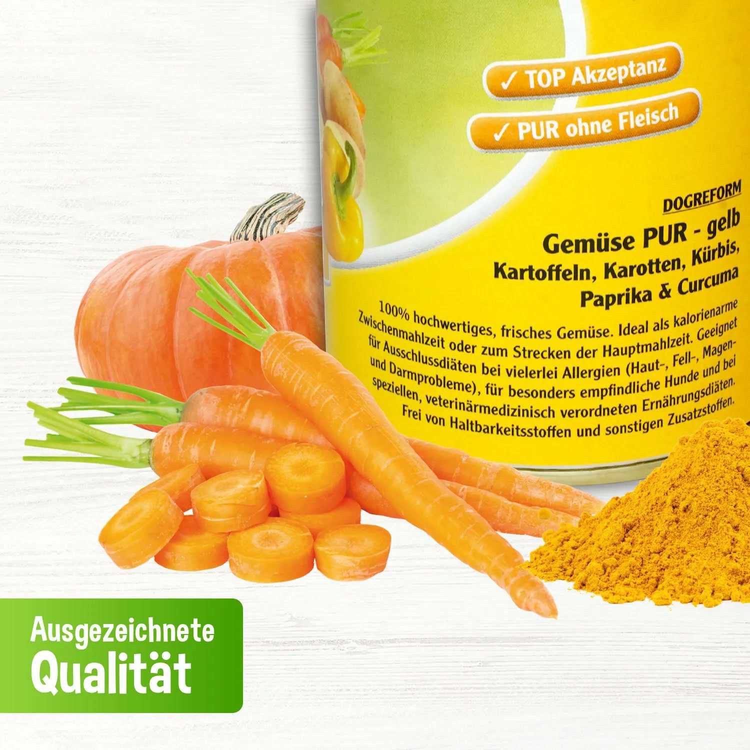 Schecker Schecker Gemüse PUR - gelb Ergänzungsfuttermittel für Hunde Gemüse, Nassfutter für: Hunde, ohne Zusatzstoffe