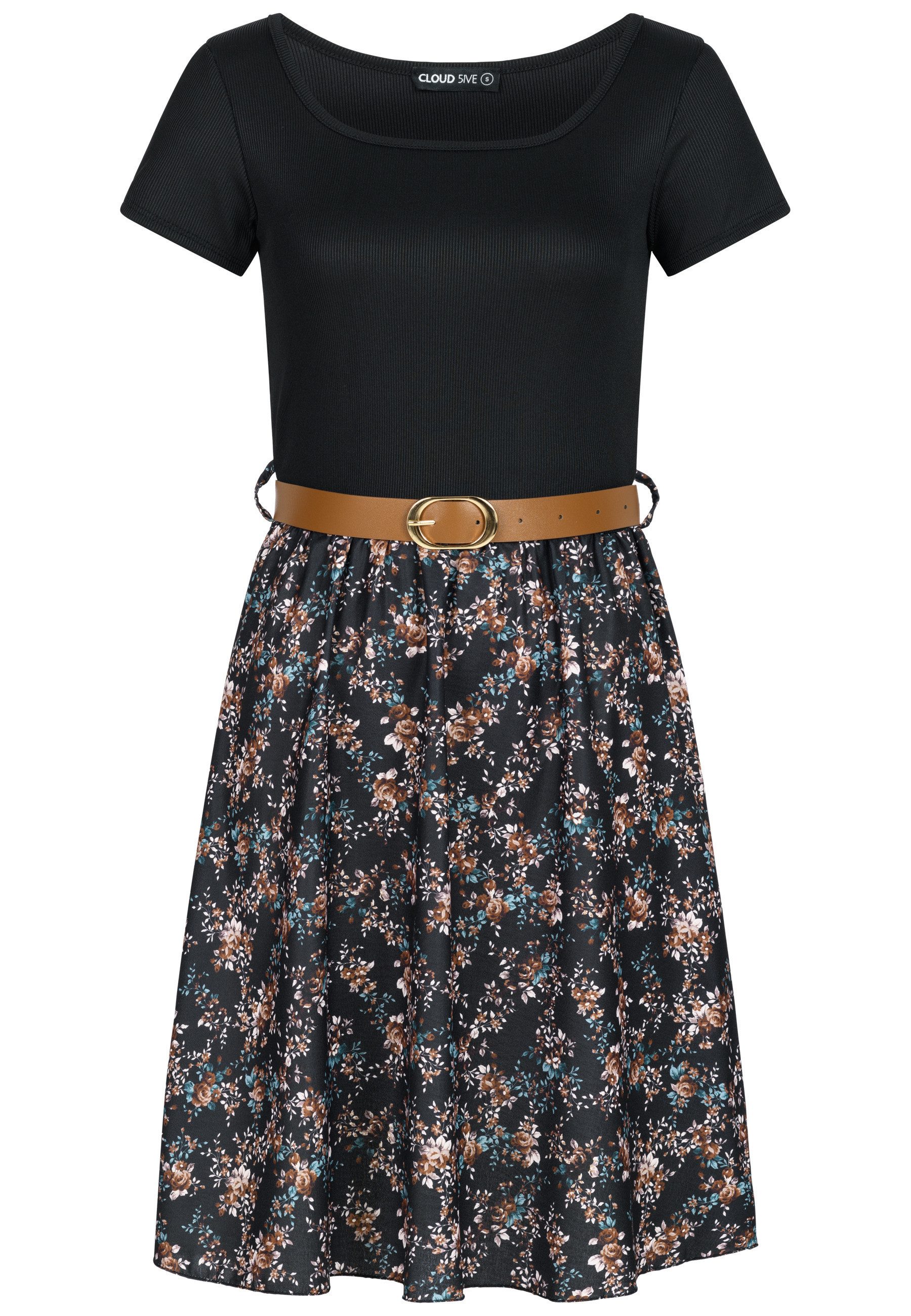 CLOUD 5IVE Shirtkleid CLOUD 5IVE 2-Tone Dress with Ditsy Print incl. a belt (1-tlg)