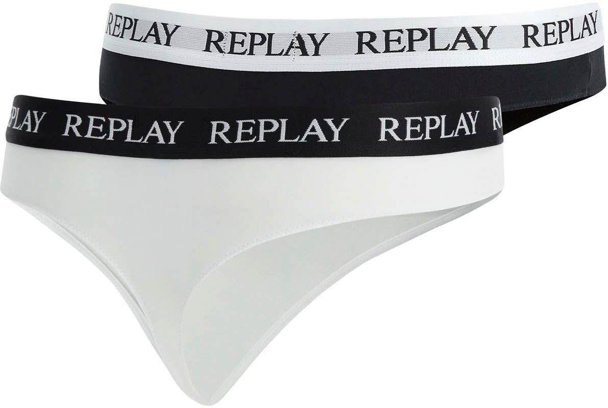 Replay waterfall 2pcs STRING LADY T/C black, 1 String 2er-Pack) Style pack white (Packung,