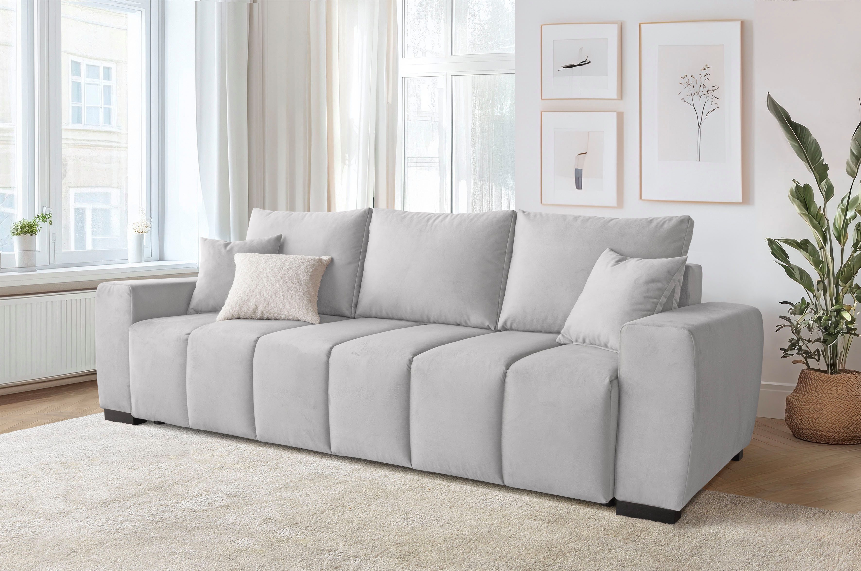 Home affaire Schlafsofa Bello, mit Bettfunktion, Bettkasten, Frei im Raum stellbar, Federkern