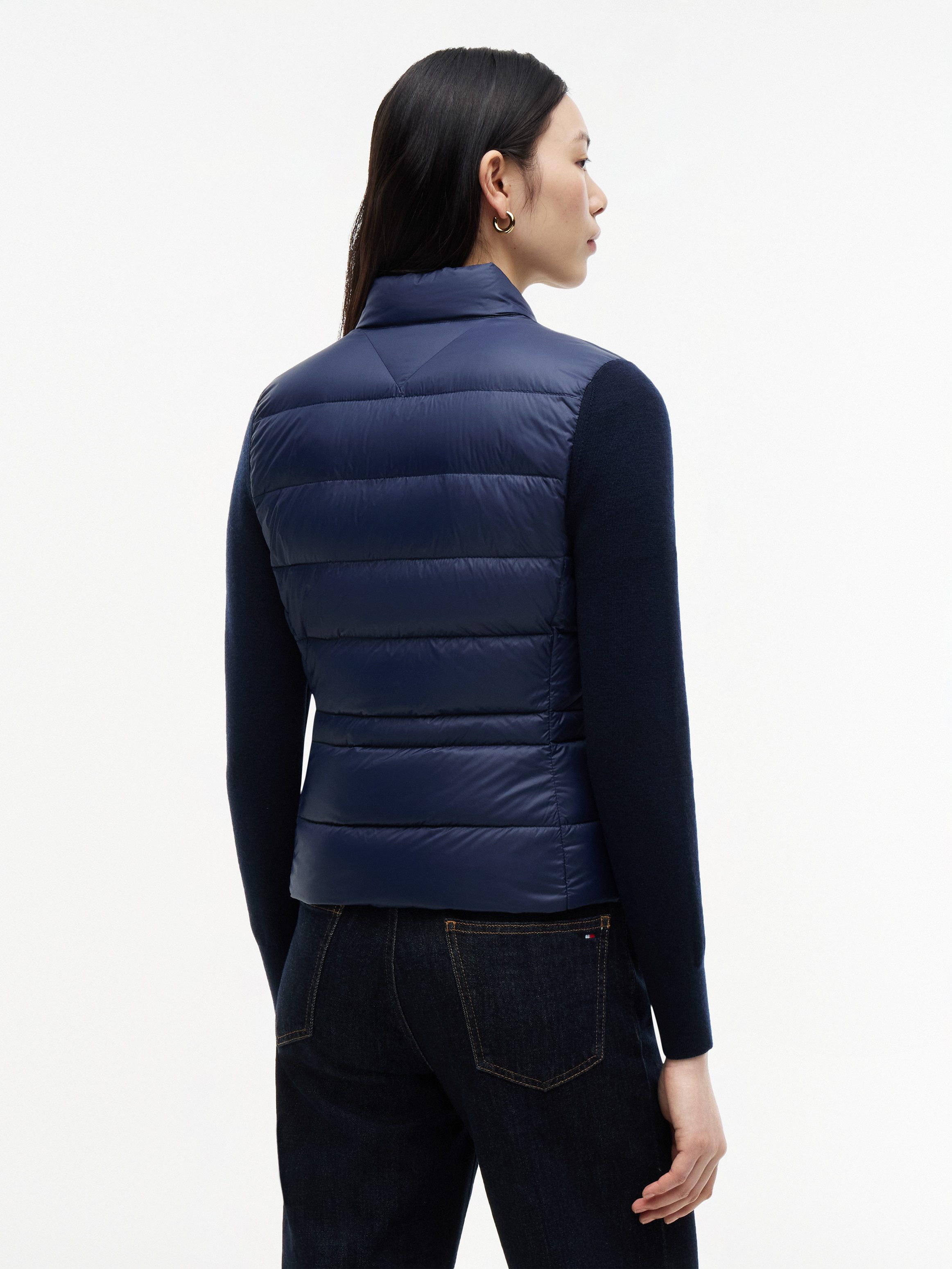 Tommy Hilfiger Daunenjacke LW DOWN KNIT MIX JACKET Stehkragen, Materialmix mit Steppqualität