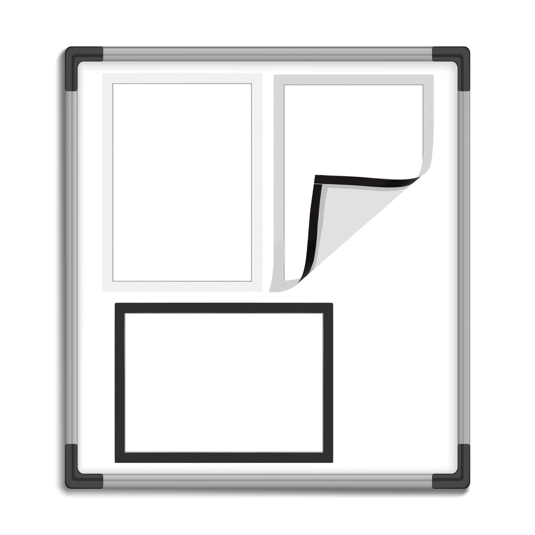 LMG Germany Magnettafel Magnetrahmen, magnetisch silber A4, magnetisch, A4, PVC-Frontfolie, flex. Magnetstreifen, Hoch-/Querformat