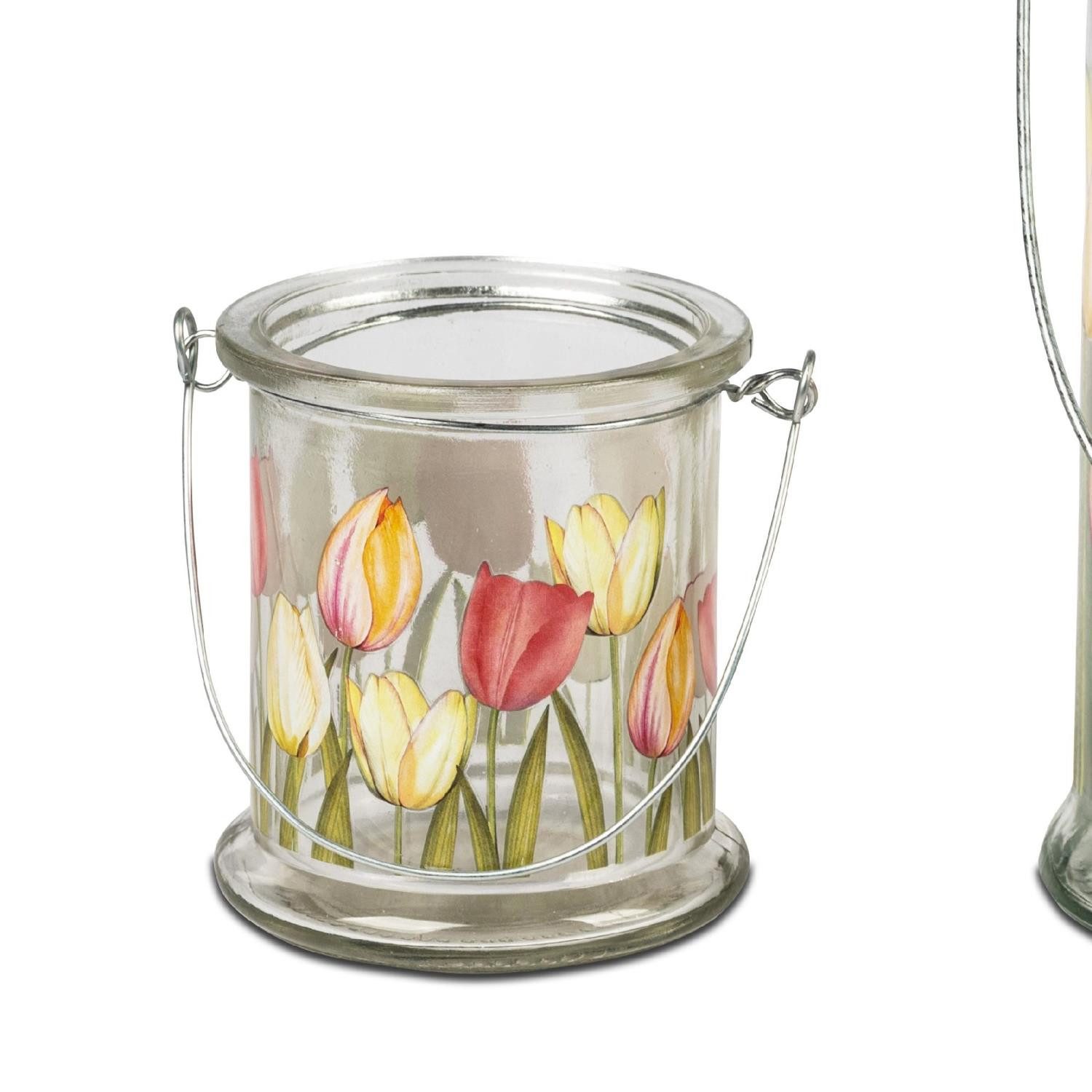 formano Windlicht Tulpen, mit Henkel, Mehrfarbig, Motiv: Tulpen