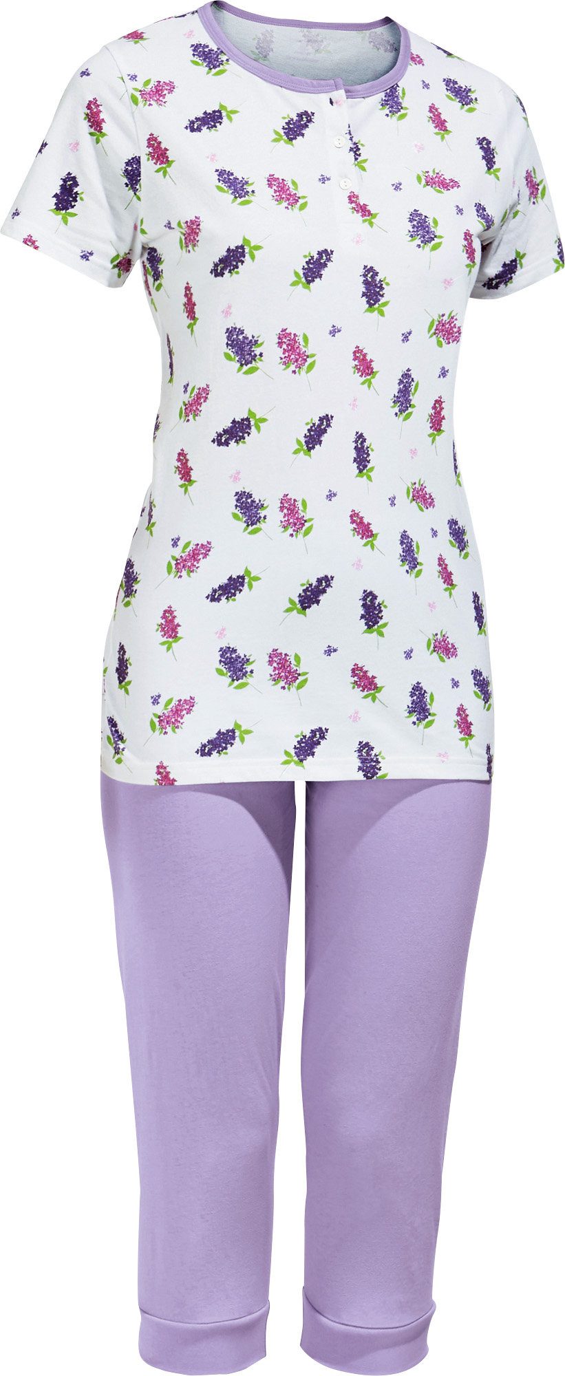 Erwin Müller Pyjama Damen-Schlafanzug Single-Jersey Blumen