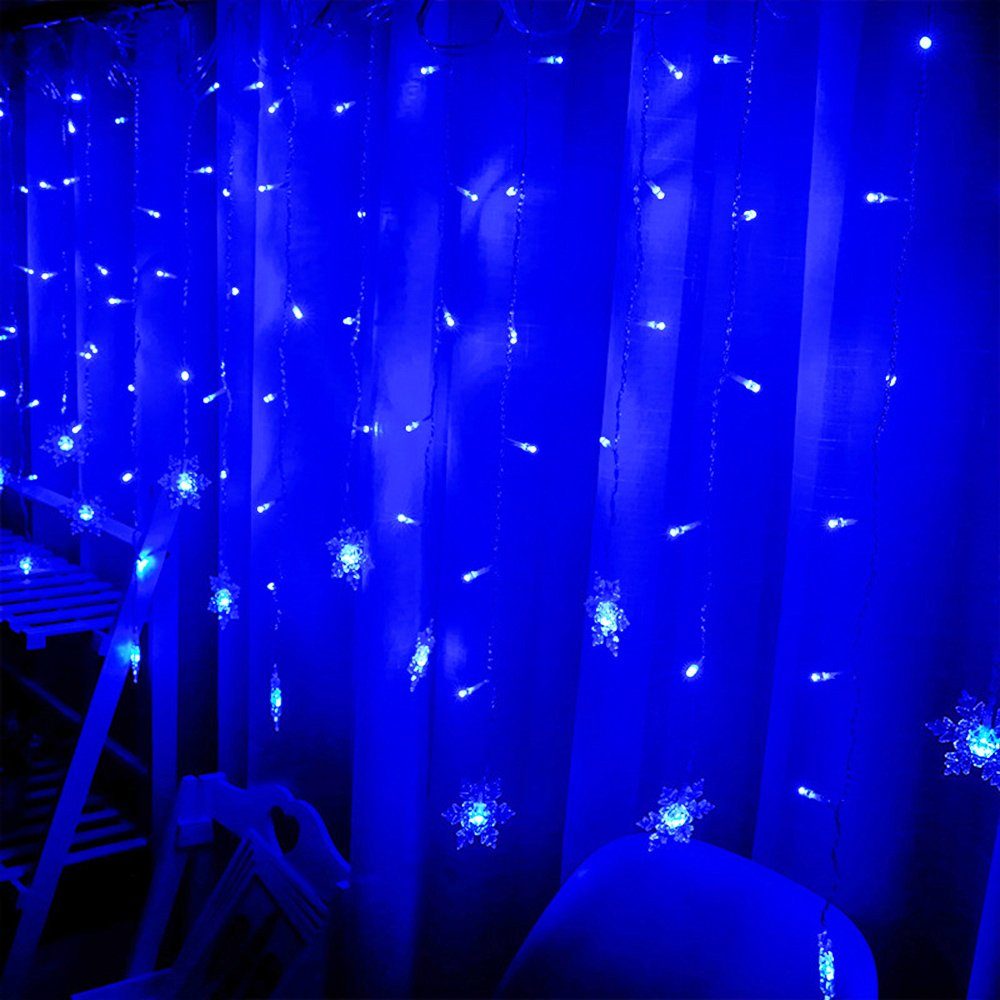Lichterketten,Schneeflocke Vorhang 96-flammig, Lichtervorhang Modi,96 LED Rosnek für Lichter, Weihnachten 8 LEDs, LED-Lichterkette LED