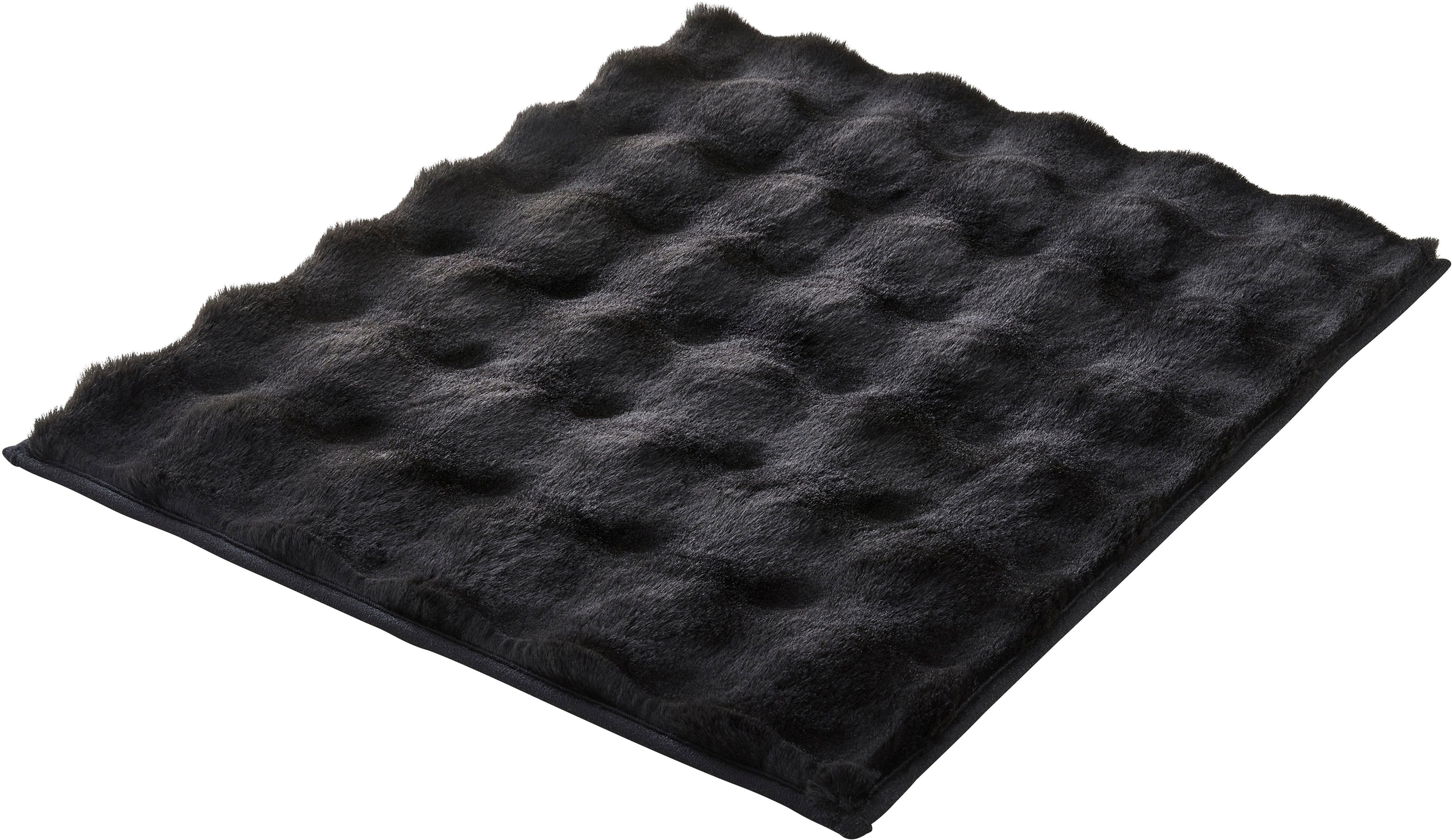 Kleine Wolke Badematte Cloud, Badvorleger, Badezimmer Teppich, Höhe 28 mm, rutschhemmend beschichtet, fußbodenheizungsgeeignet, Polyester, rechteckig, Badteppich, Uni Farben, Hoch-Tief Effekt, besonders weich