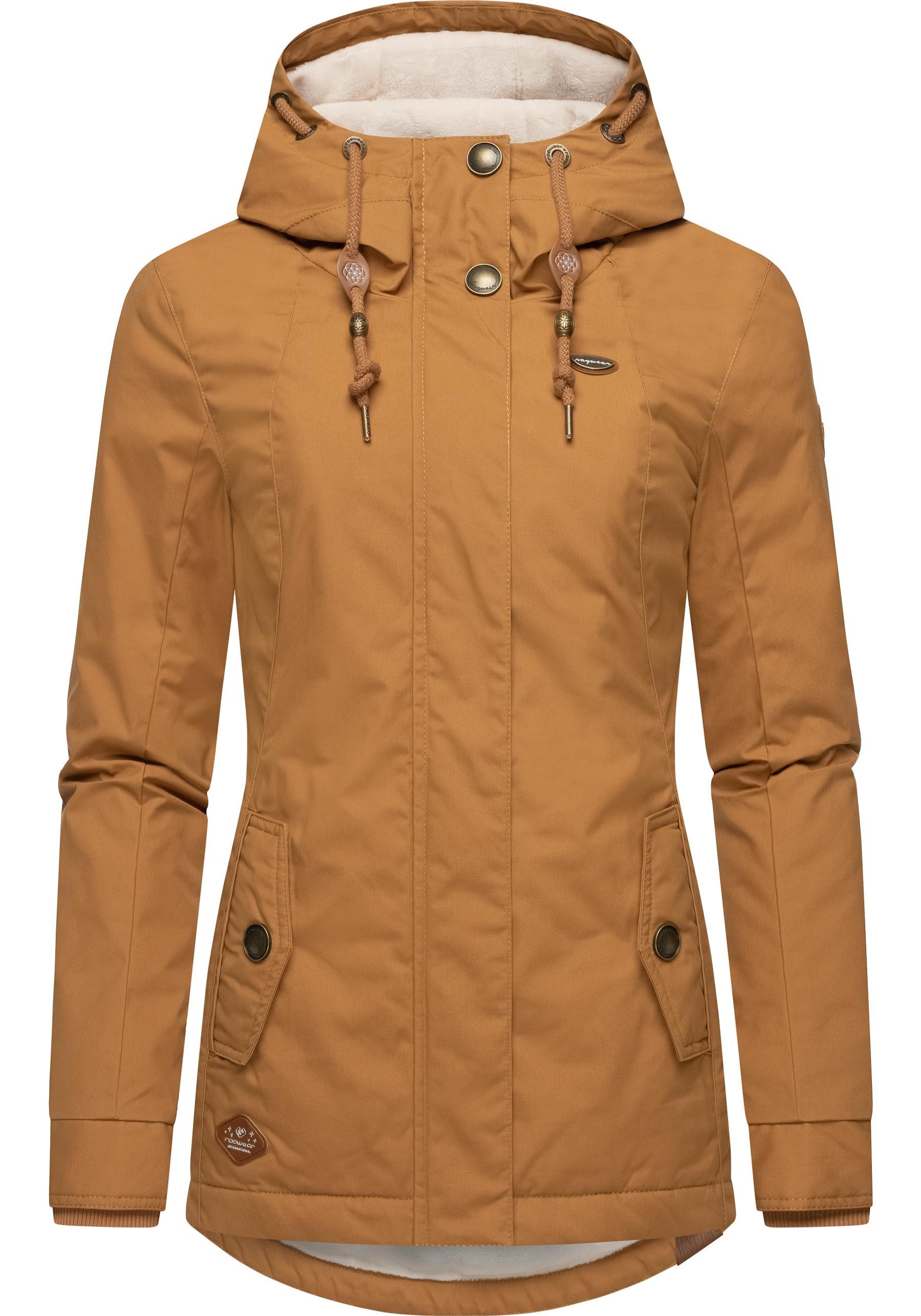 Ragwear Winterjacke Monade Damen Winterparka mit Kapuze und m. Fleece gefüttert