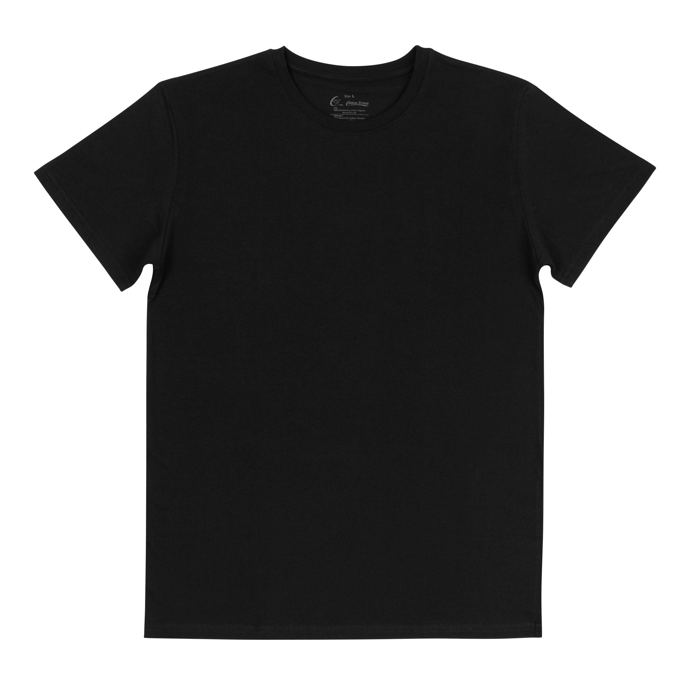 Cotton Schwarz O-Neck T-Shirt Prime® Tee -