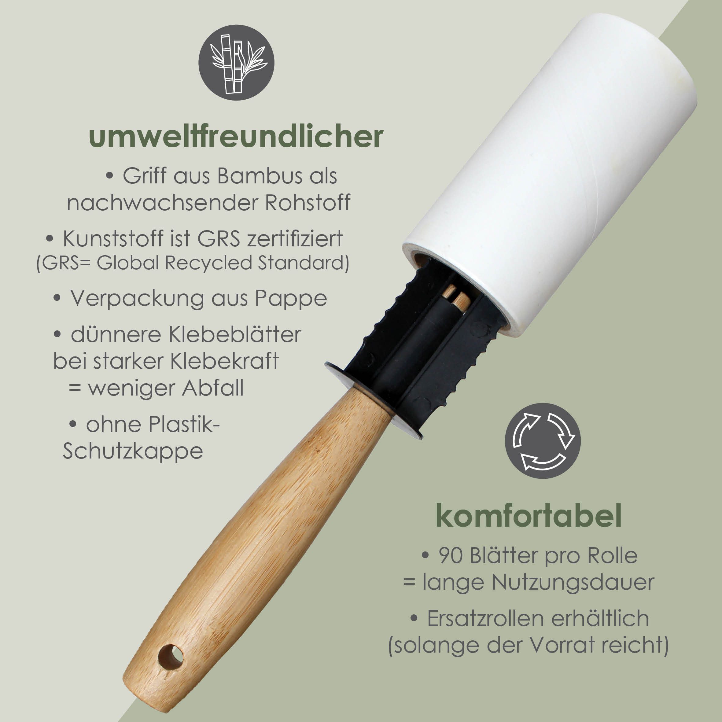 Waldana Fusselroller Set - 6 Rollen je 90 Blatt - 540 Blatt - Fussel Tierhaar Entferner