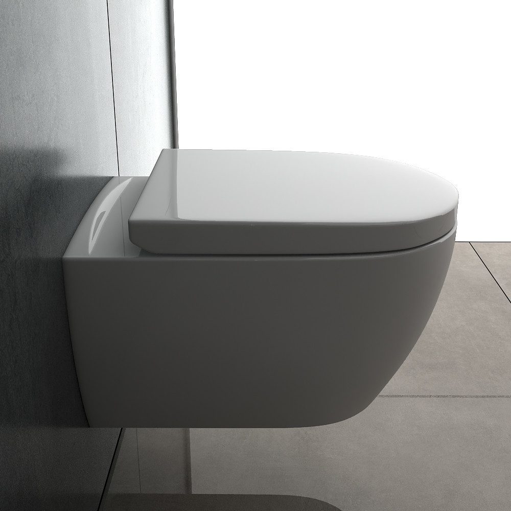 Alpenberger Tiefspül-WC - Hänge WC Komplettset inkl. abnehmbarer Toilettensitz, WC Becken Wandhängend, Abgang waagerecht, Wand WC Set, Tiefspüler WC mit Absenkautomatik Sitz - Made in EU - Passend Geberit