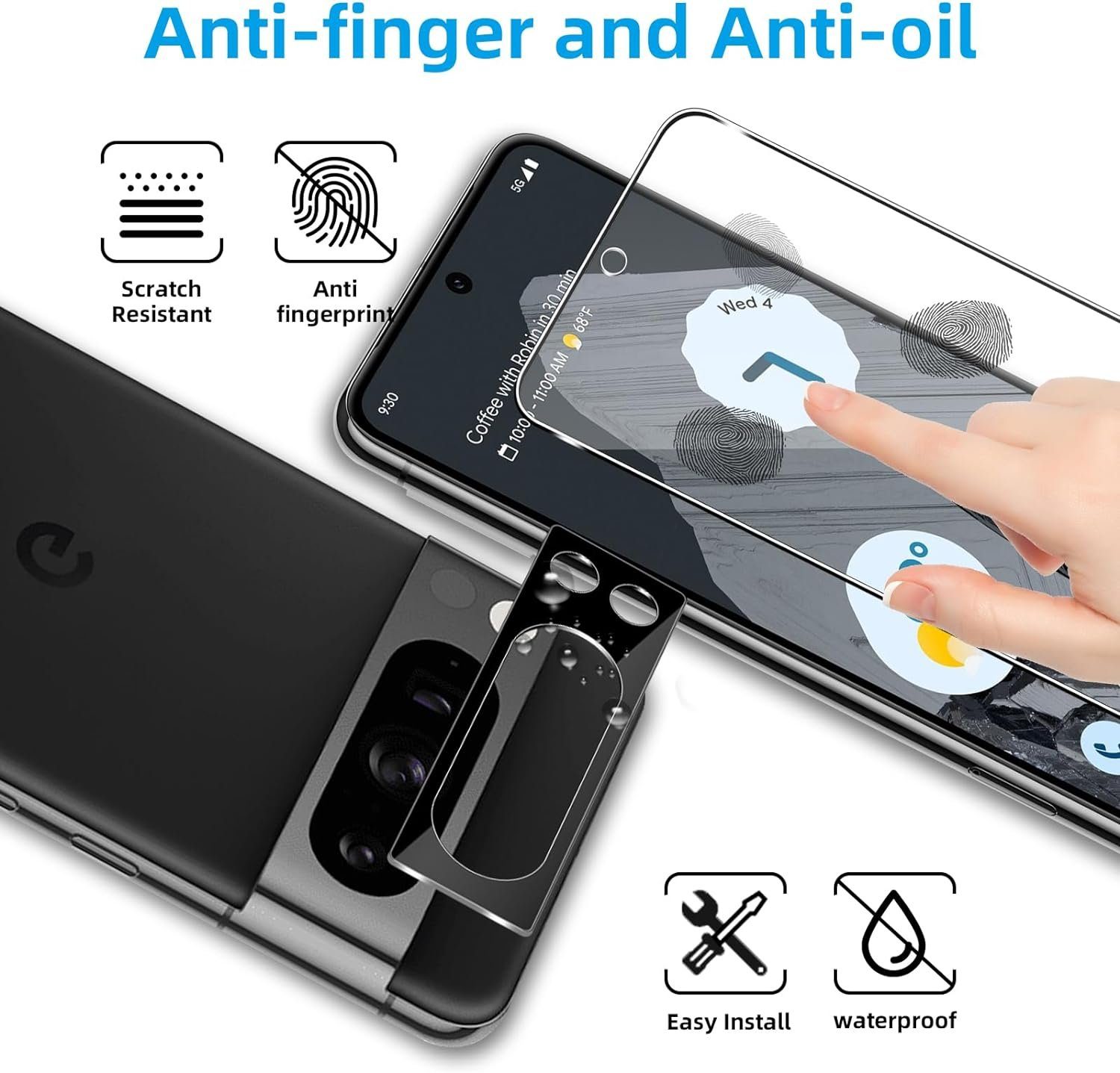 MSM Displayschutzglas 2X Schutzglas (Display + Kamera) für Google Pixel 8 Pro Panzerfolie – Bild 2 von 5