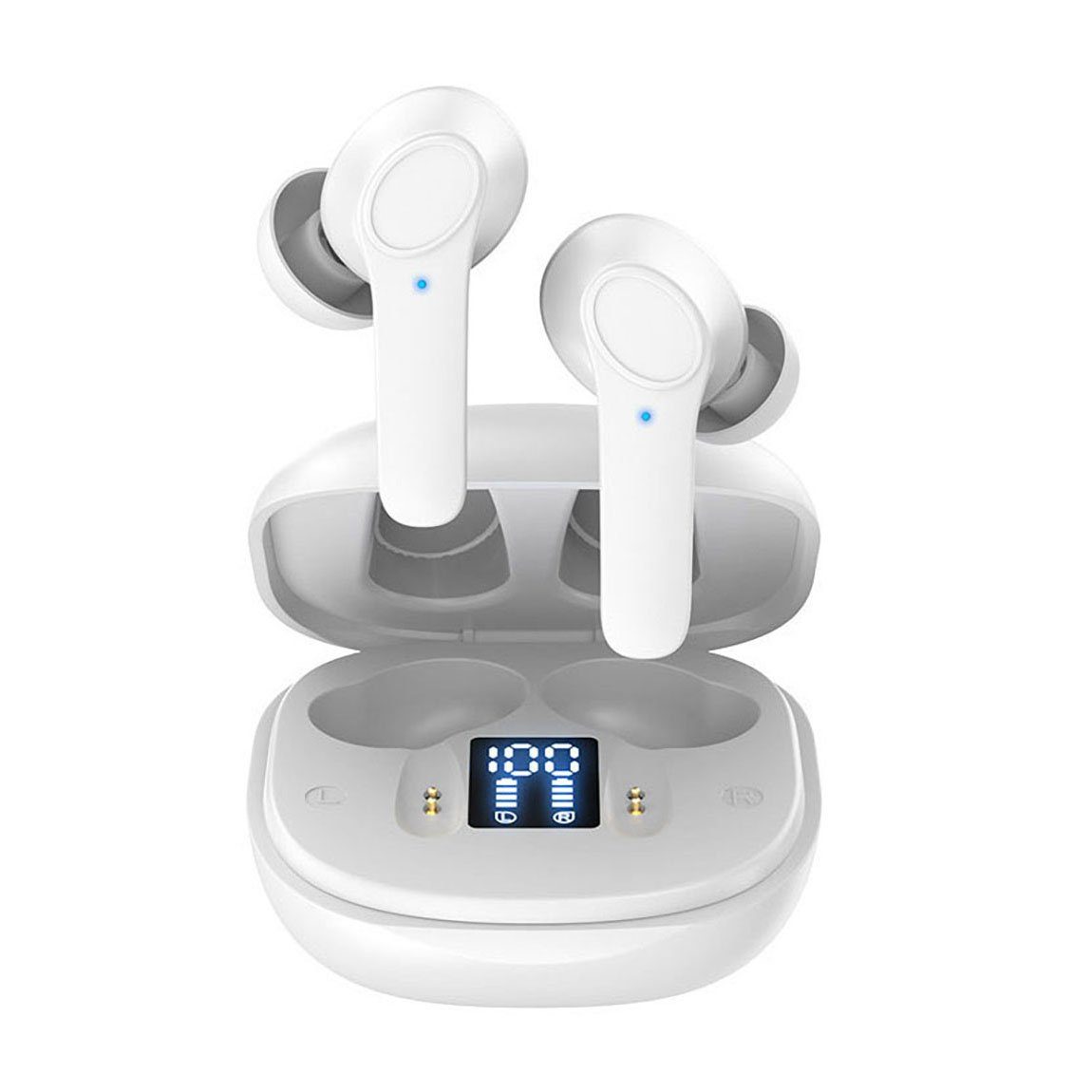 Mutoy True und 5.0, (Voice In-Ear-Kopfhörer Wireless) Bluetooth, IPX6 Assistant, Bluetooth für Steuerung Ladestandsanzeige,True Musik,LED Bluetooth Kopfhörer Wasserdicht Anrufe Weiß Wireless