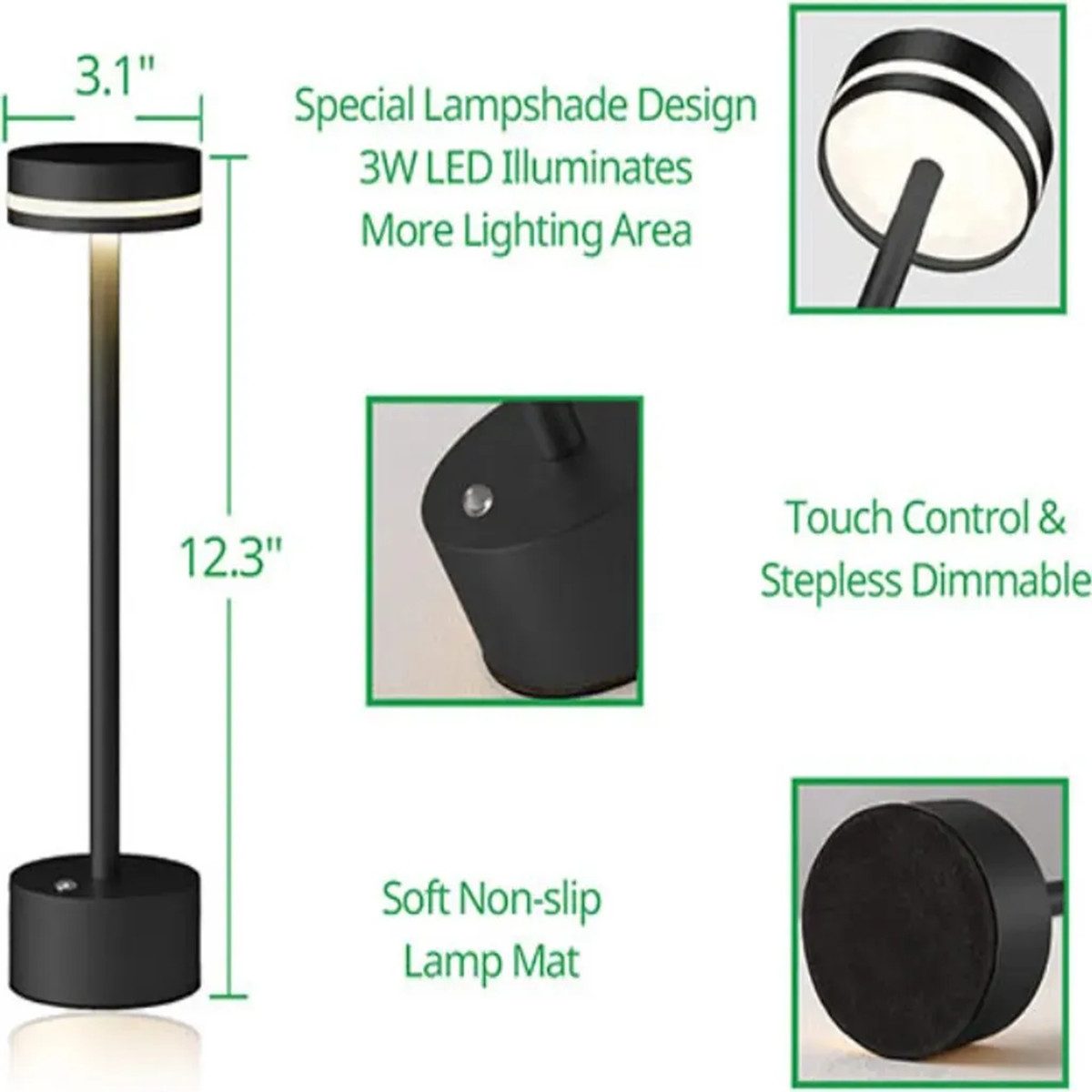 Novzep Nachttischlampe 2× Kabellose dimmbare LED-Tischlampen, günstig online kaufen