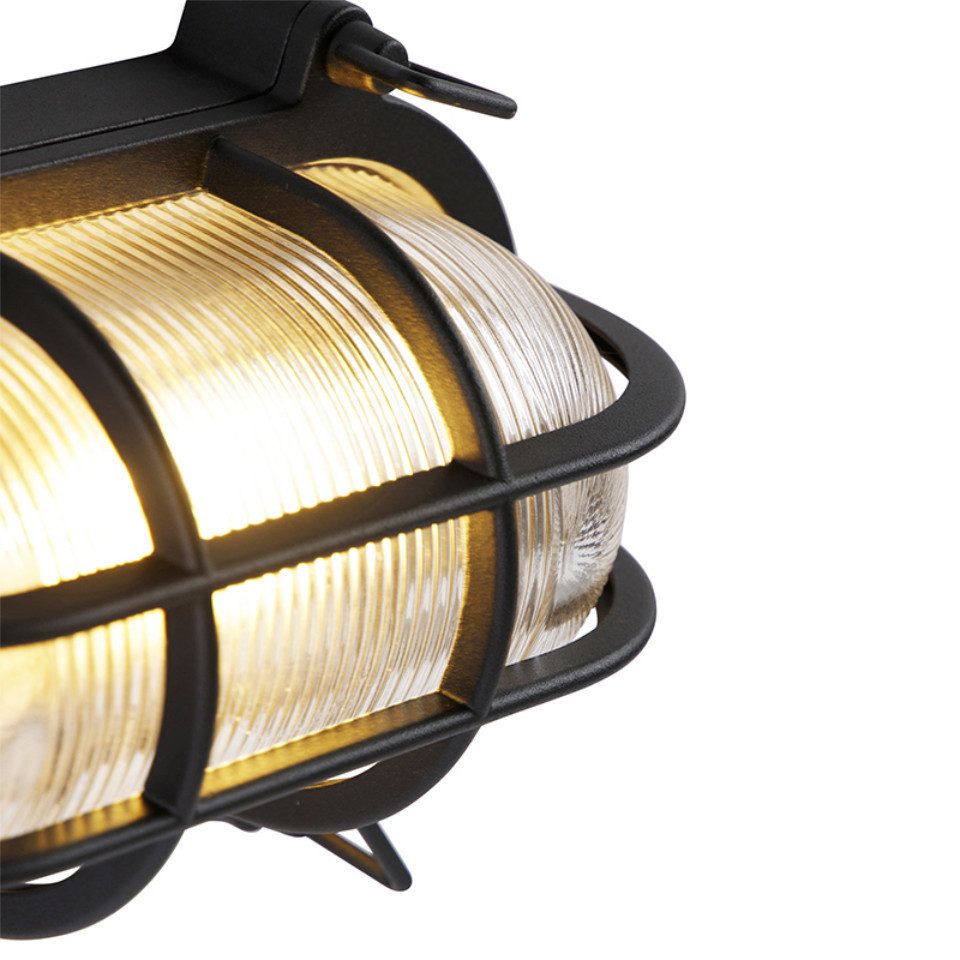 Qazqa Außen-Wandleuchte Nautica, ohne Leuchtmittel, Warmweiß, QAZQA Außen Wand leuchte, e27, Schwarz, Aluminium, Industrie – Bild 5 von 5