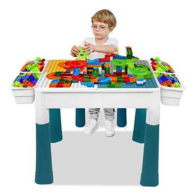 AUFUN Kindersitzgruppe Kindertisch Stuhl Aktivitätstisch Spieltisch mit Bausteine