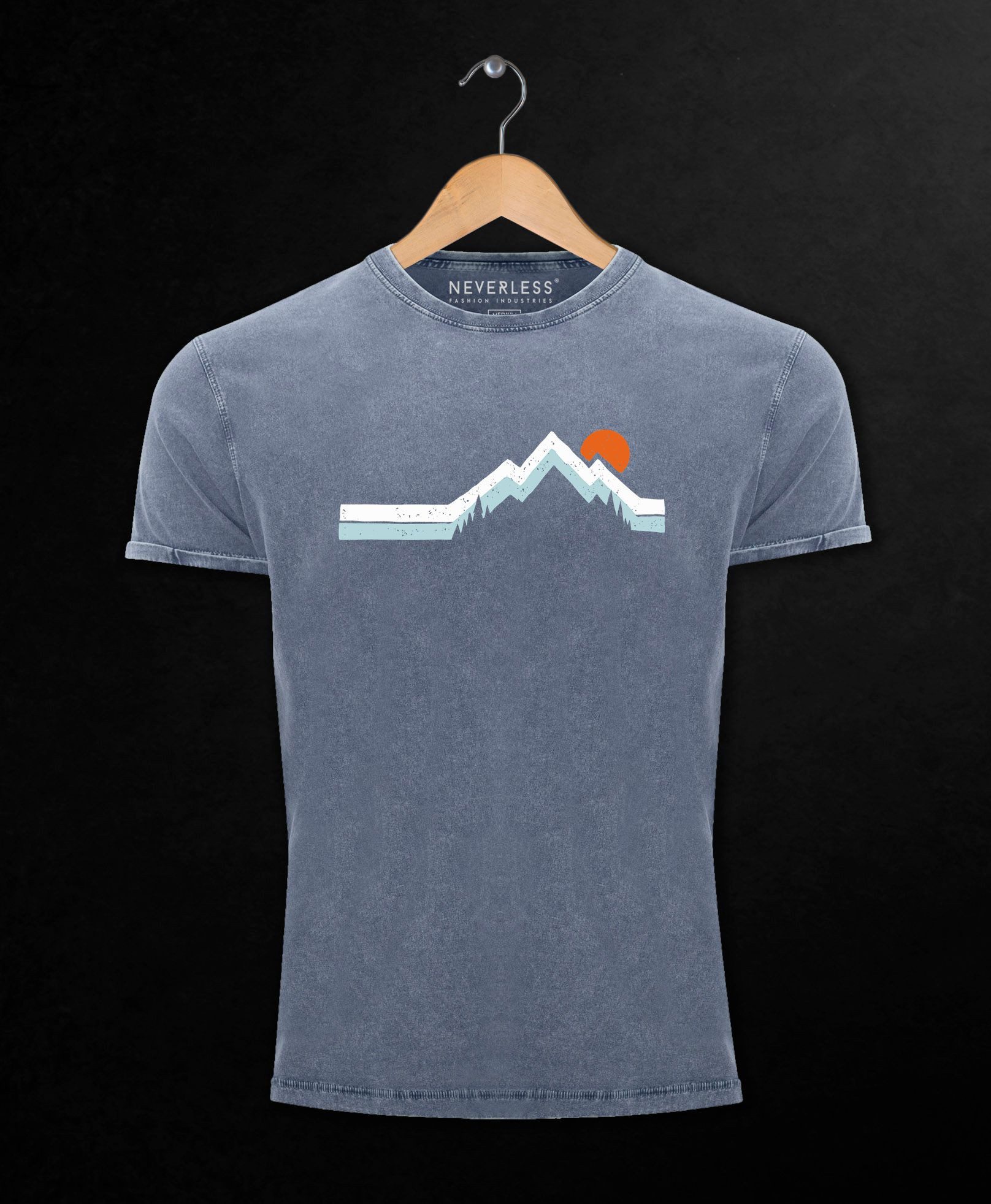 Neverless Print-Shirt Herren Vintage-Shirt Berg Wandern Natur Outdoor Printshirt T-Shirt mit Print
