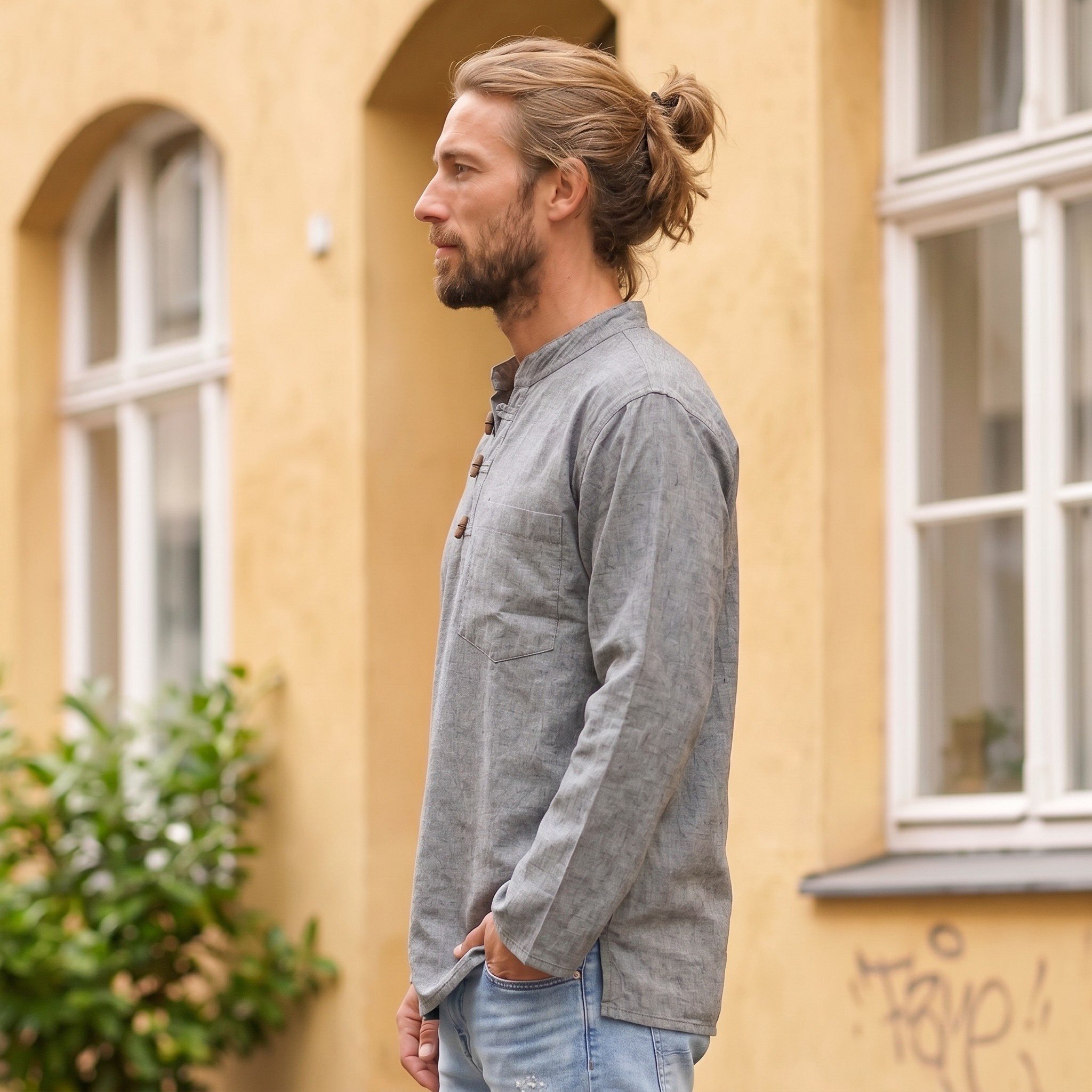 Guru-Shop Hemd & Shirt Nepal Fischerhemd, Goa Hippie Hemd, Yogahemd,.. Ethno Style, alternative Bekleidung – Bild 3 von 5