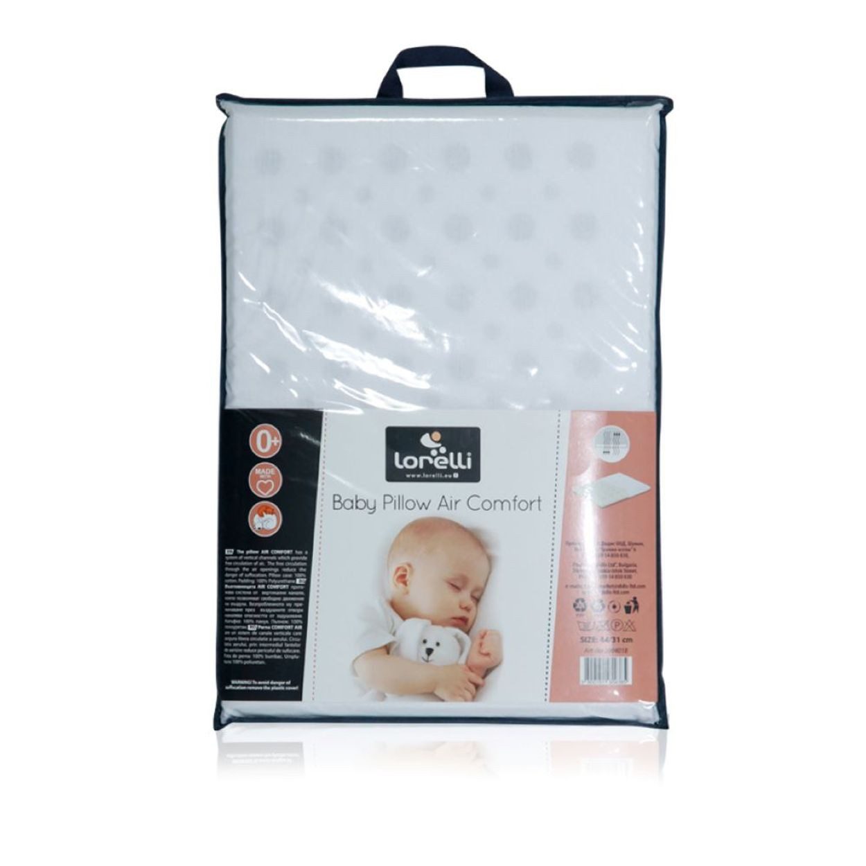 Lorelli Babykissen Air Comfort 44 x 31 cm, Luftzirkulation, Luftkanäle, reduziert Feuchtigkeit, Bezug abnehmbar