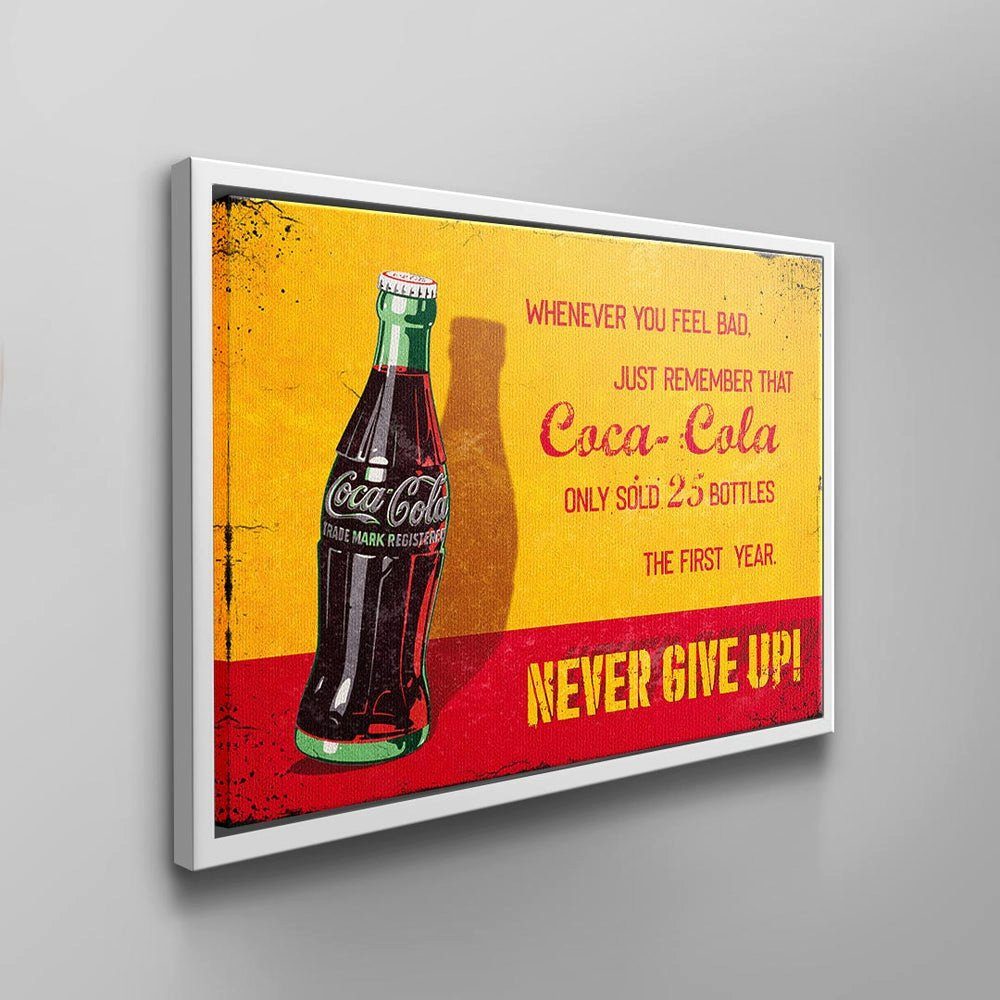 The Cocal Cola Leinwandbild in the DOTCOMCANVAS® year, Year - schwarzer First Wandbild Rahmen First 25 Bottle Motivationsspruch