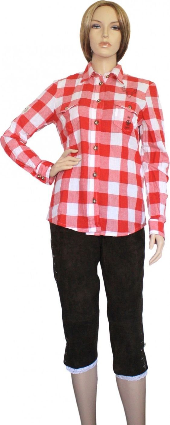 German Wear Trachtenbluse OB4-rot Trachtenbluse Trachtenlederhosen-bluse günstig online kaufen