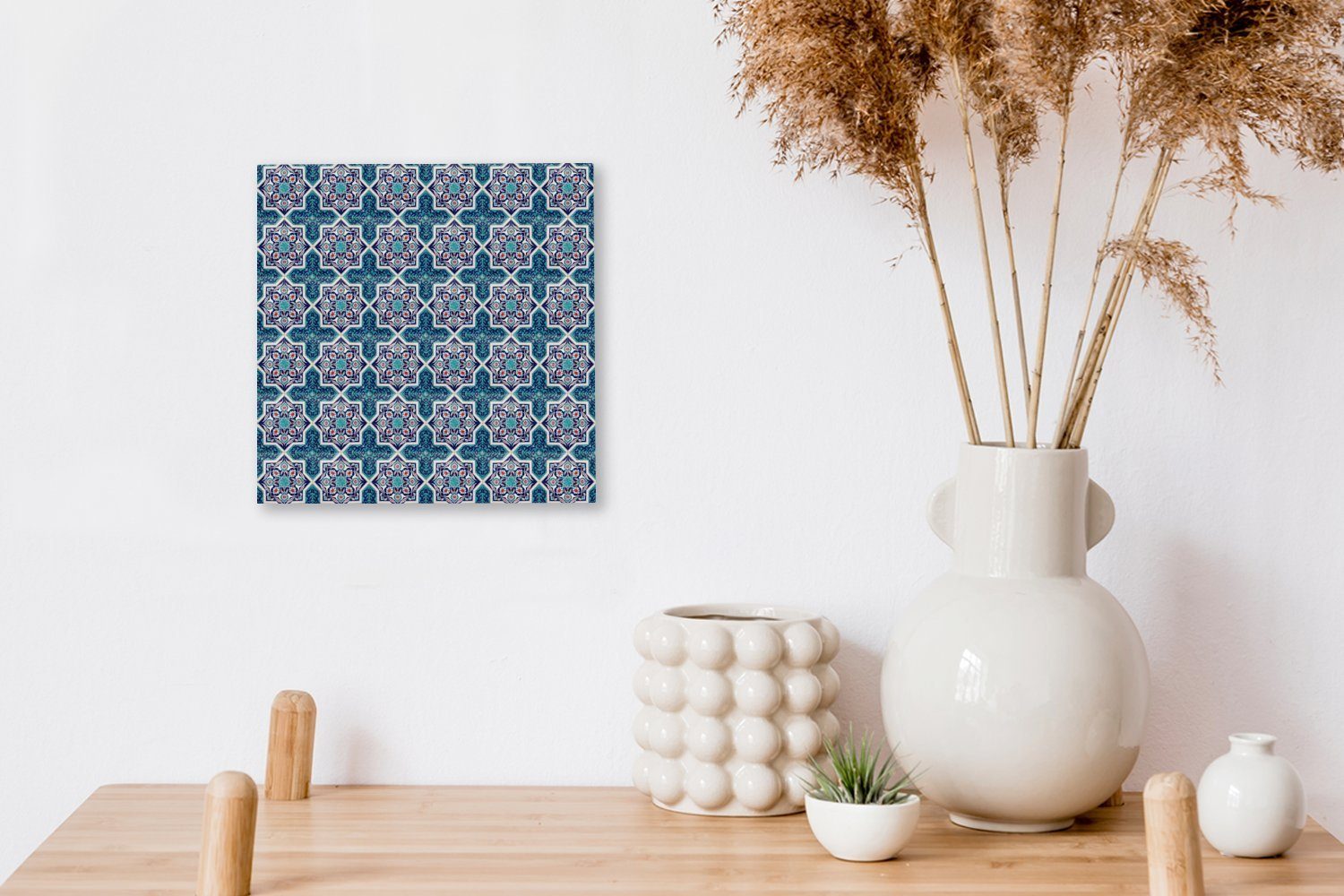 OneMillionCanvasses® Leinwandbild Ein marokkanisches Bilder die, für Schlafzimmer hauptsächlich St), bunt (1 Leinwand Wohnzimmer bei dem Mosaikfliesenmuster
