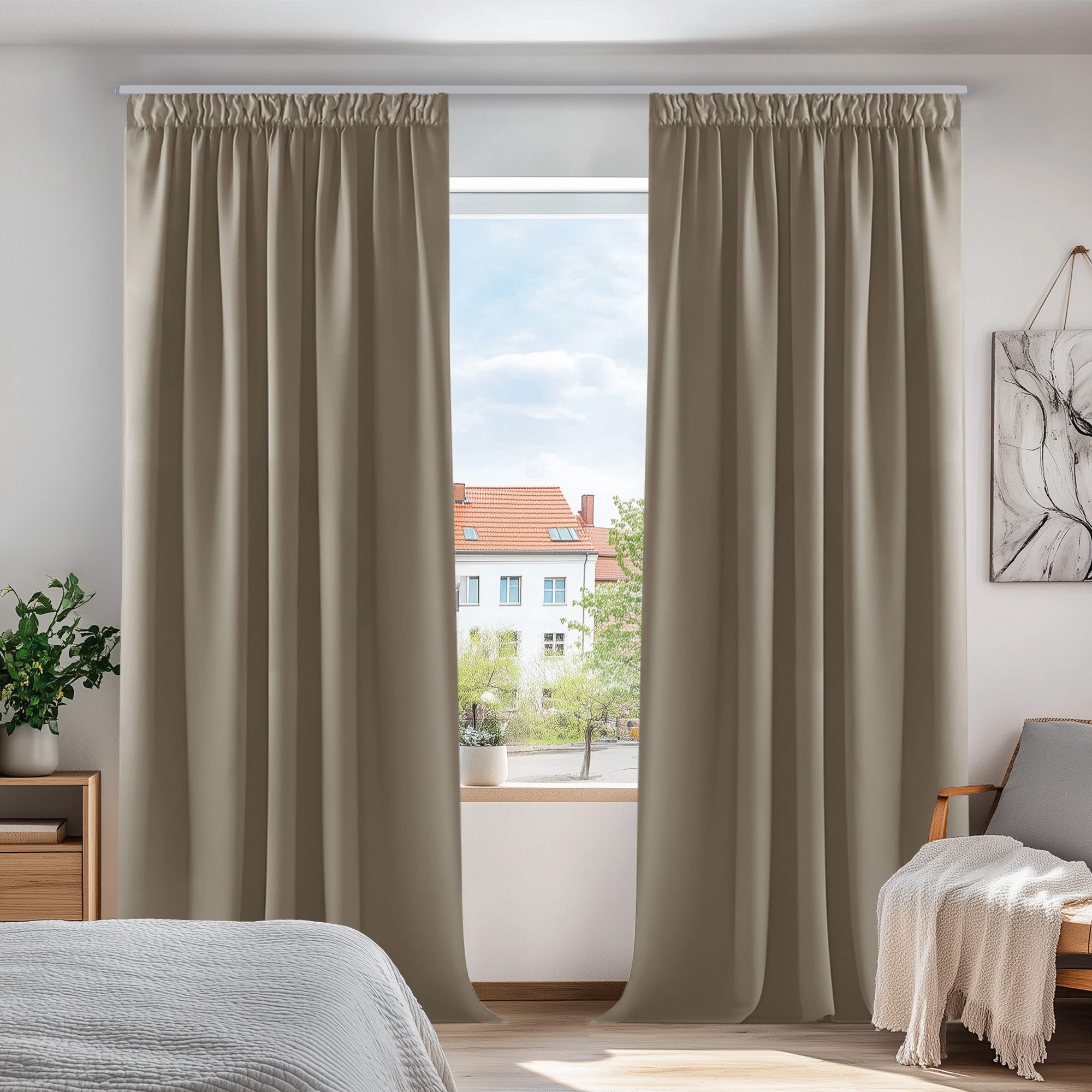Deconovo Verdunkelungsvorhang Gardinen mit Kräuselband Blickdicht günstig online kaufen