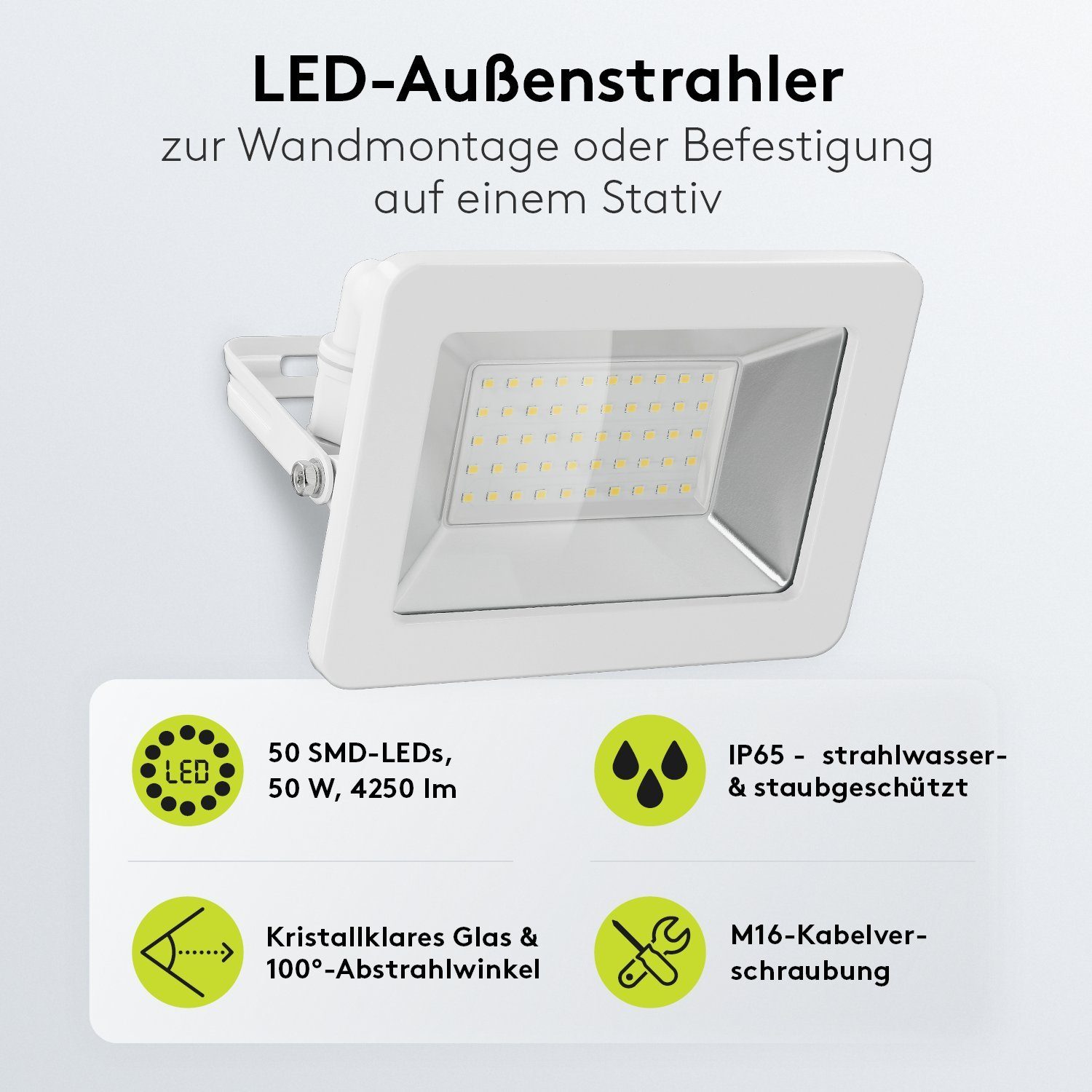 Goobay LED Flutlichtstrahler LED Außenstrahler 50 W Scheinwerfer, LED fest günstig online kaufen