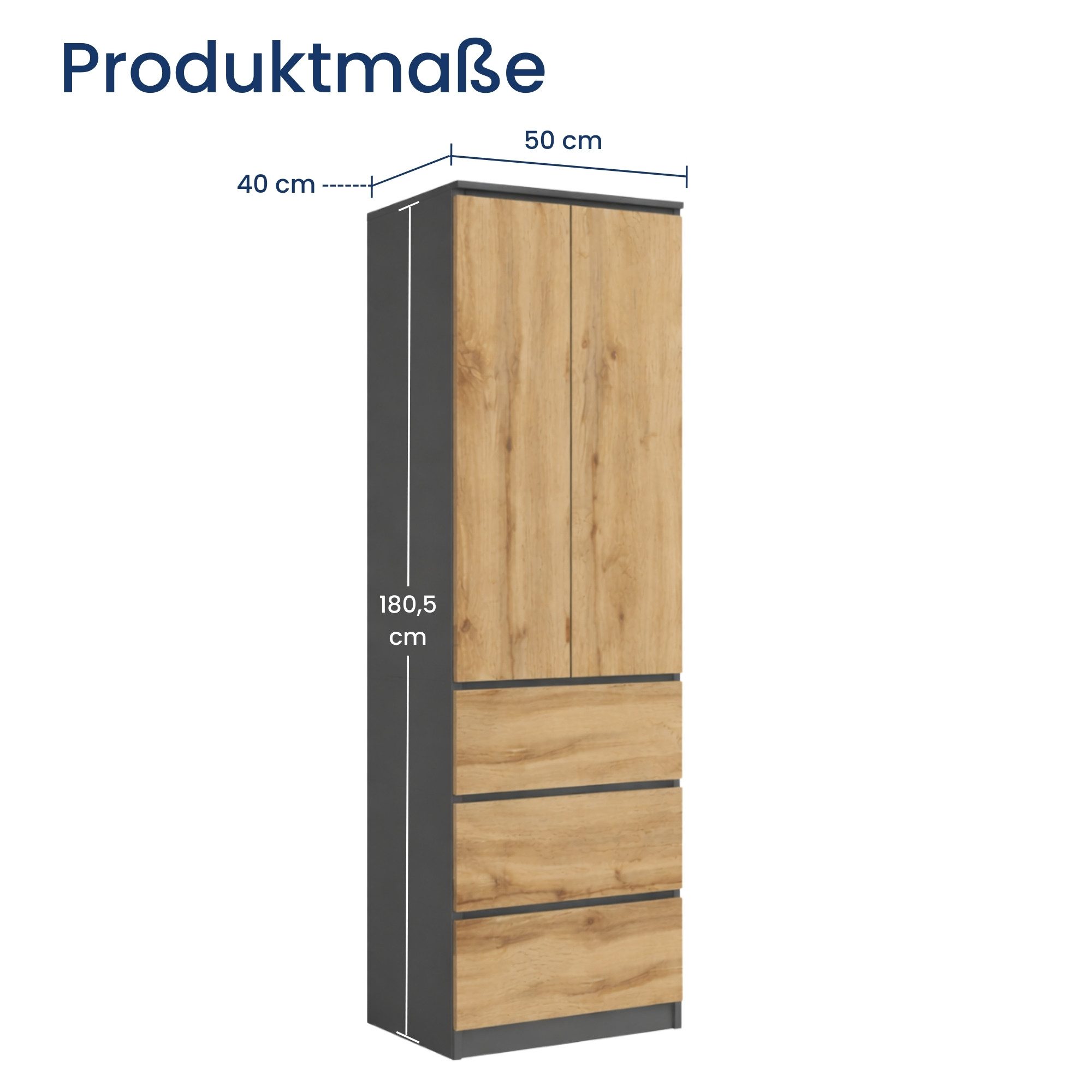 Home Collective Kleiderschrank Garderobenschrank Mehrzweckschrank Schrank platzsparend & vielseitig (50x40x180,5 cm (BxTxH), ideal für Schlafzimmer Flur & Arbei – Bild 2 von 5