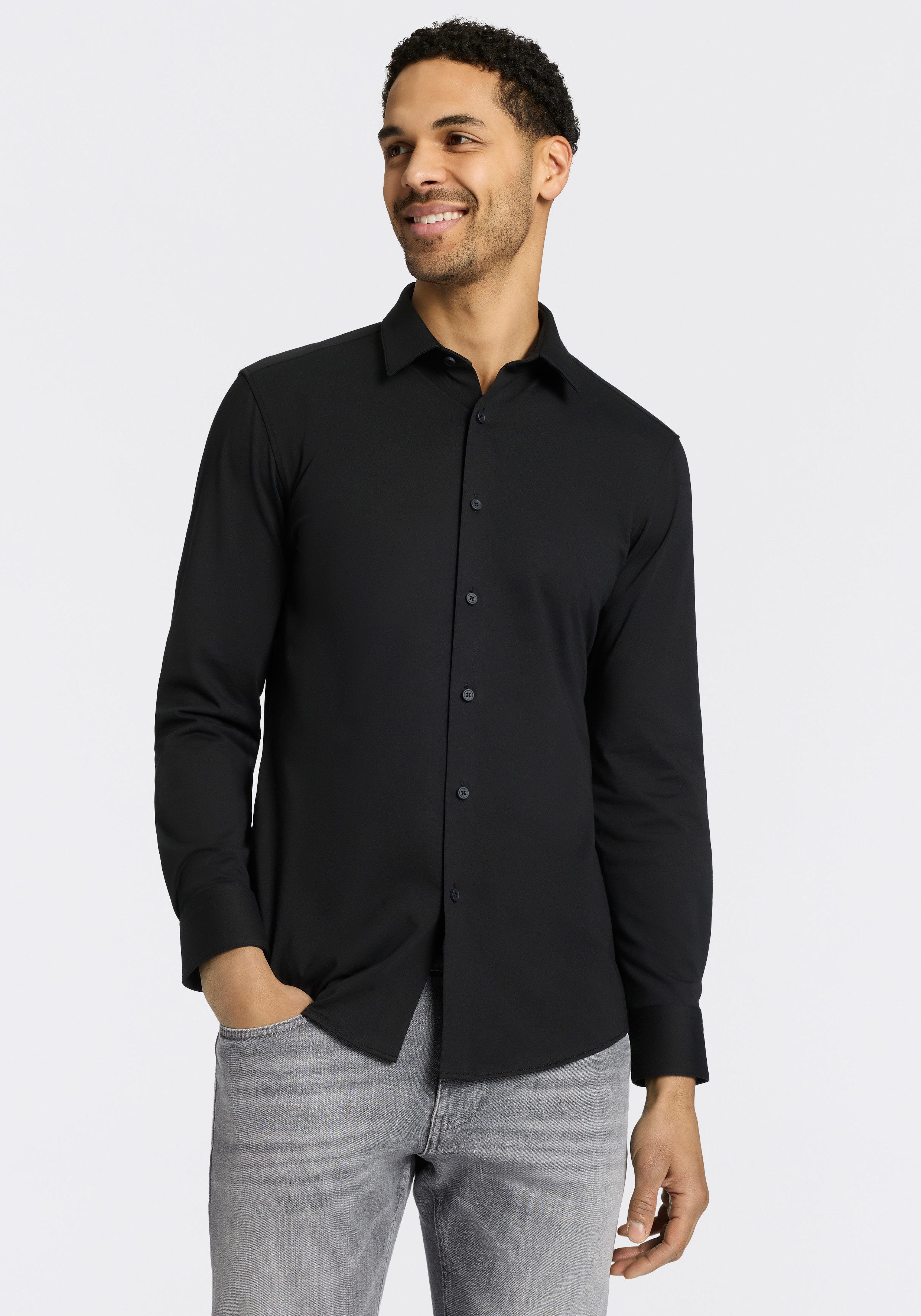 BOSS Businesshemd HANK Kentkragen, Slim Fit, Baumwoll-Mix mit Performance-Stretch