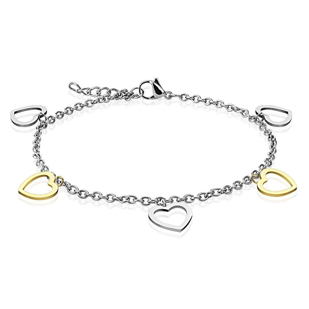 Bettelarmband Armschmuck Damen Bracelet Armband 1-tlg), BUNGSA Silber Edelstahl Herzen aus (1 Armband,