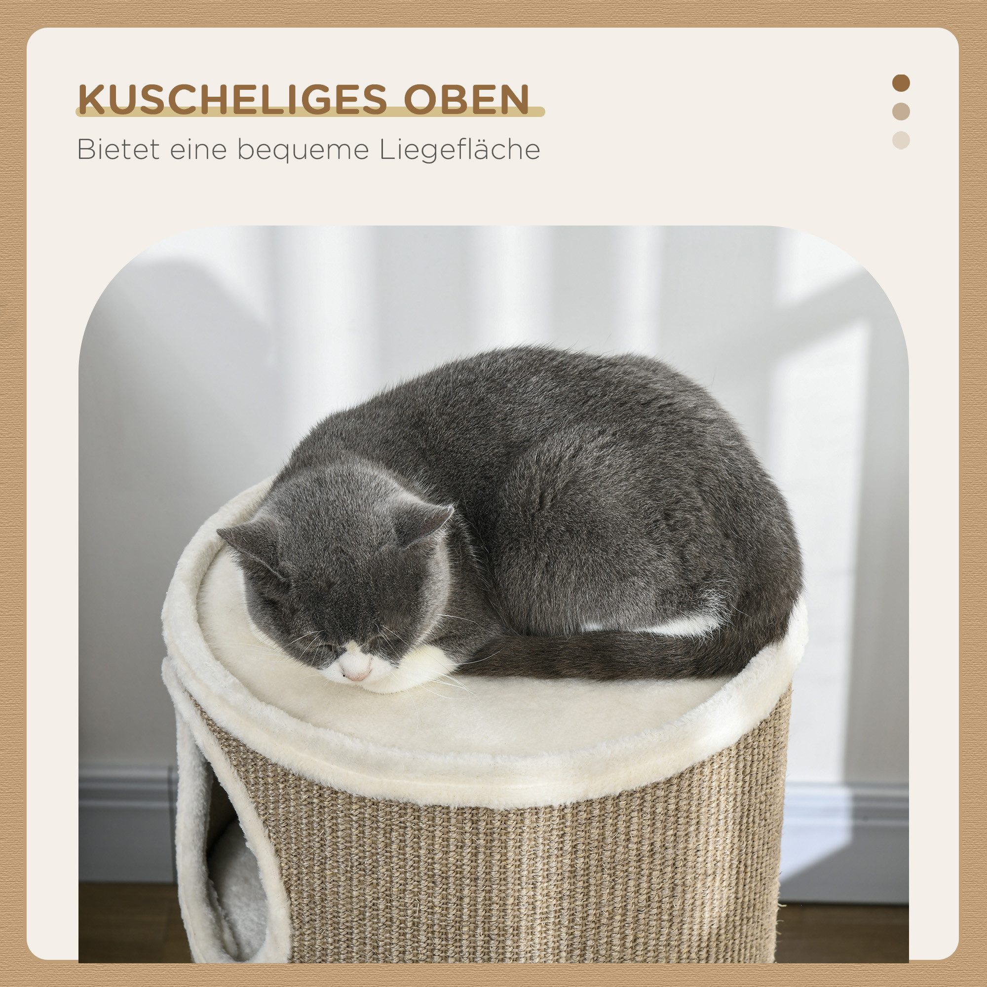 PawHut Kratztonne Katzentonne mit Plüschrand, Katzenhöhle für kleine Katzen, (Katzenmöbel, 1-tlg., Kratzturm), für Katzen mit einem Gewicht von unter 5 kg – Bild 5 von 5