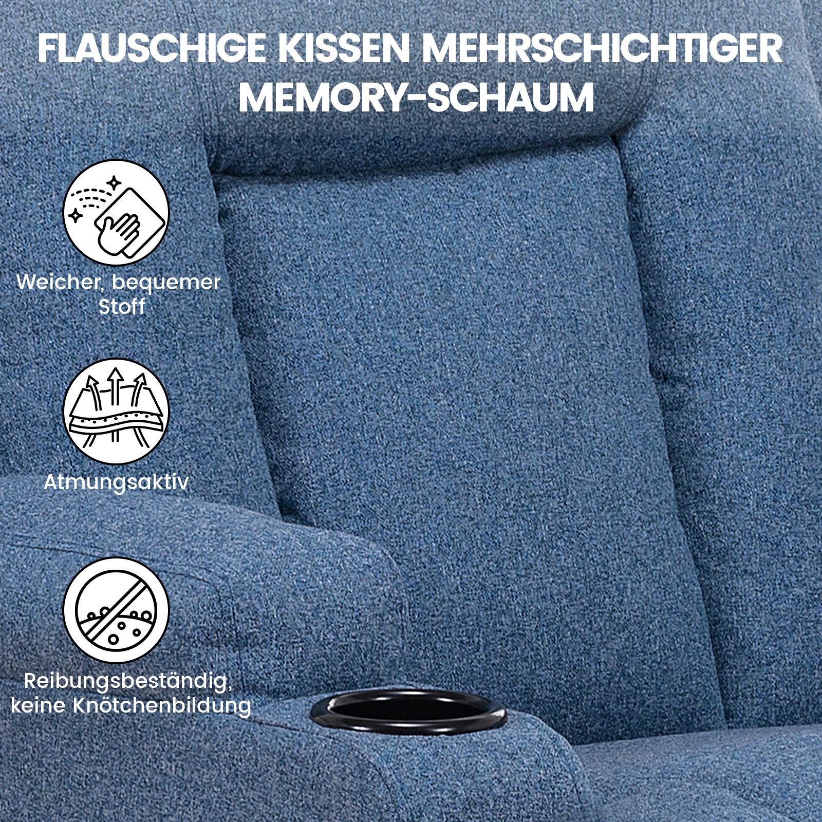 COMHOMA Relaxsessel TV-Sessel aus Stoff/Kunstleder mit Liegefunktion Fernsehsessel (Relaxsessel mit Liegefunktion), mit Wippfunktion und Relaxfunktion – Bild 3 von 5