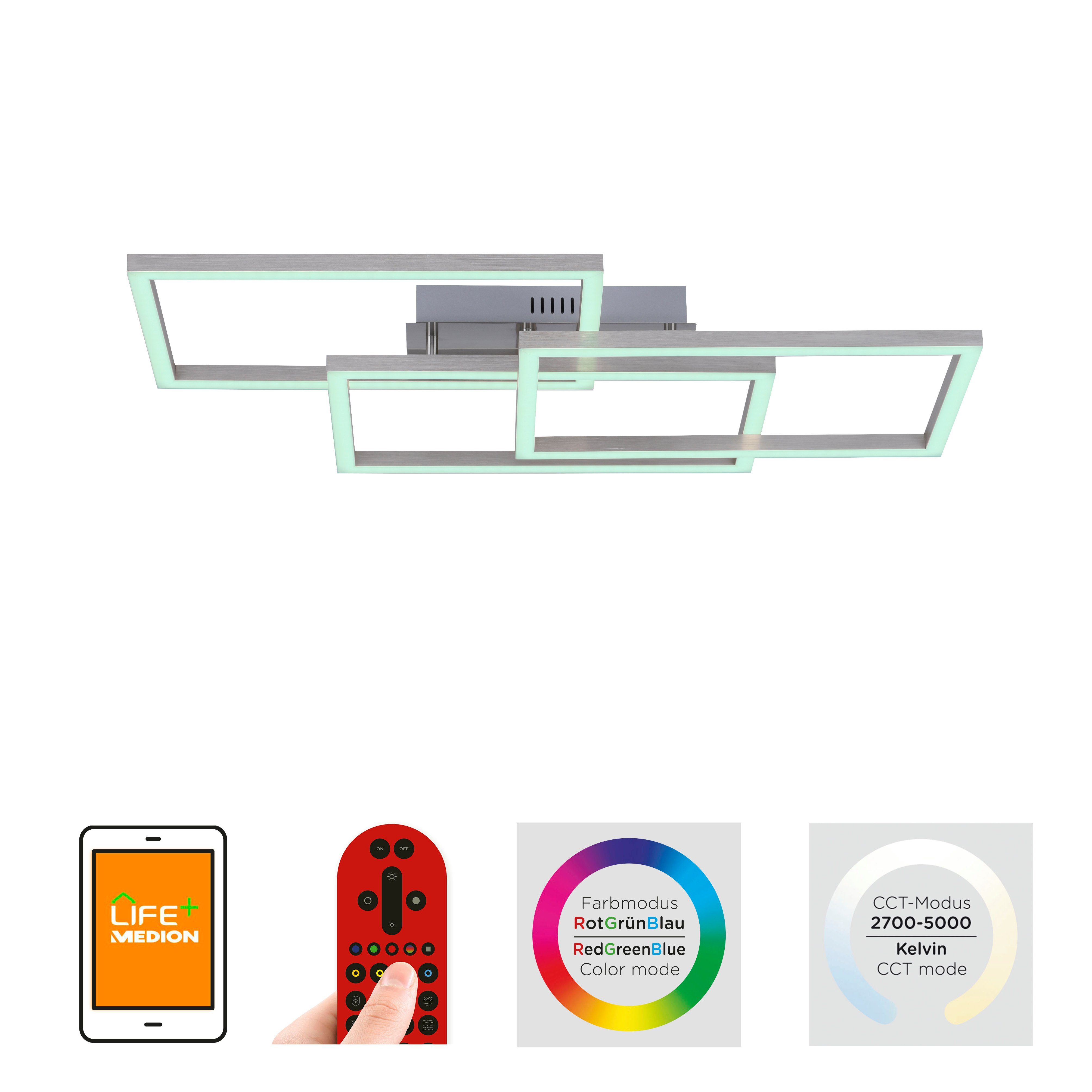JUST LIGHT Deckenleuchte Ls-MAXI, Fernbedienung, Infrarot inkl., Memory, nach Trennung vom Netz, dimmbar über Fernbedienung, LED fest integriert, warmweiß - kaltweiß, RGB+tunable white, Infrarot inkl., Fernbedienung, Smarthome fähig