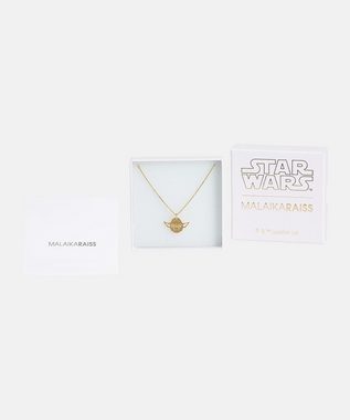 Malaika Raiss Kette mit Anhänger Yoda Halskette Damen Gold mit Star Wars Anhänger 45 cm, Silber 925, 24 Karat vergoldet