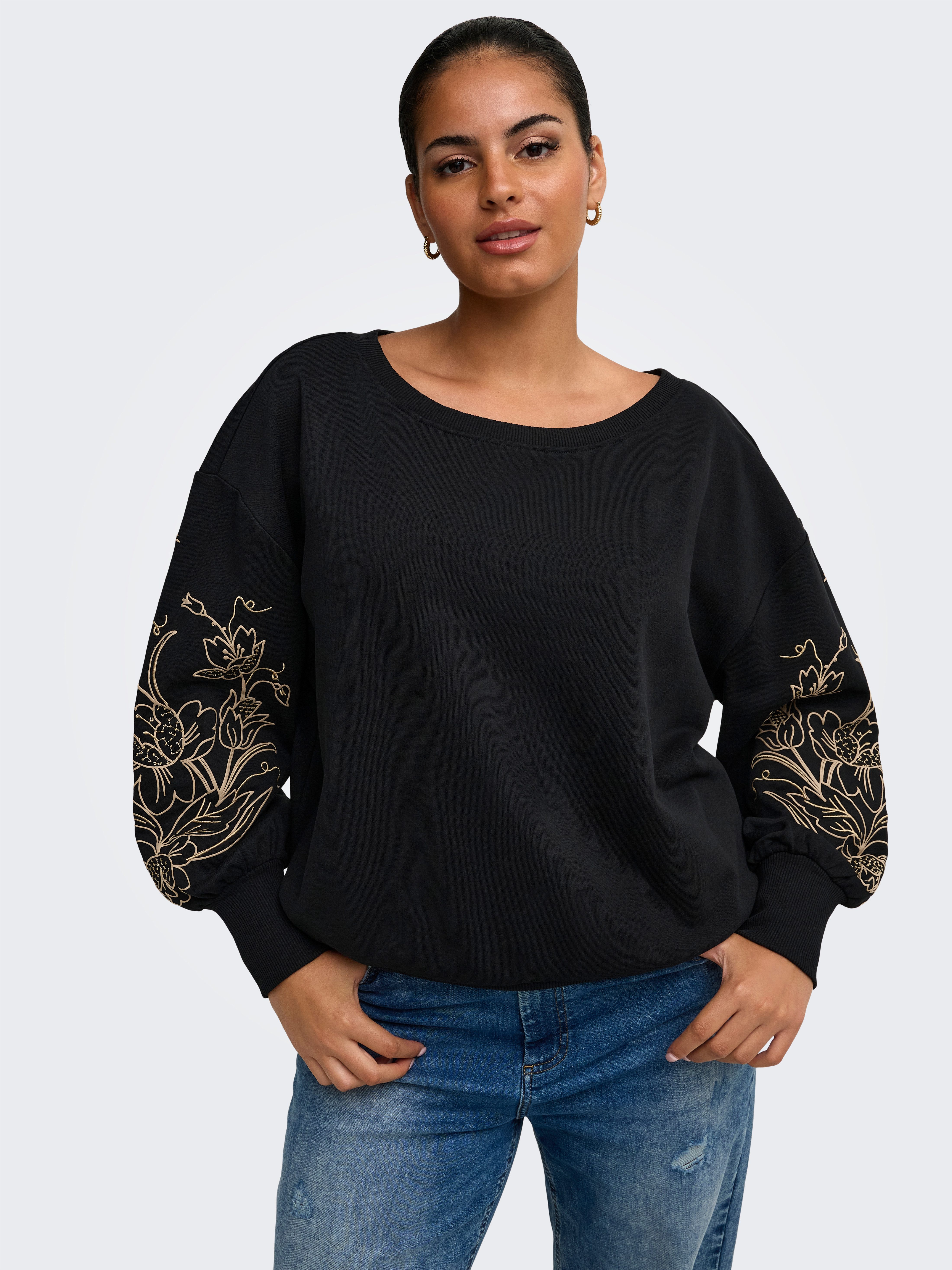ONLY CARMAKOMA Sweatshirt CARDEBORAH L/S BOATNECK SWEAT JRS Baumwollmischung, regular fit