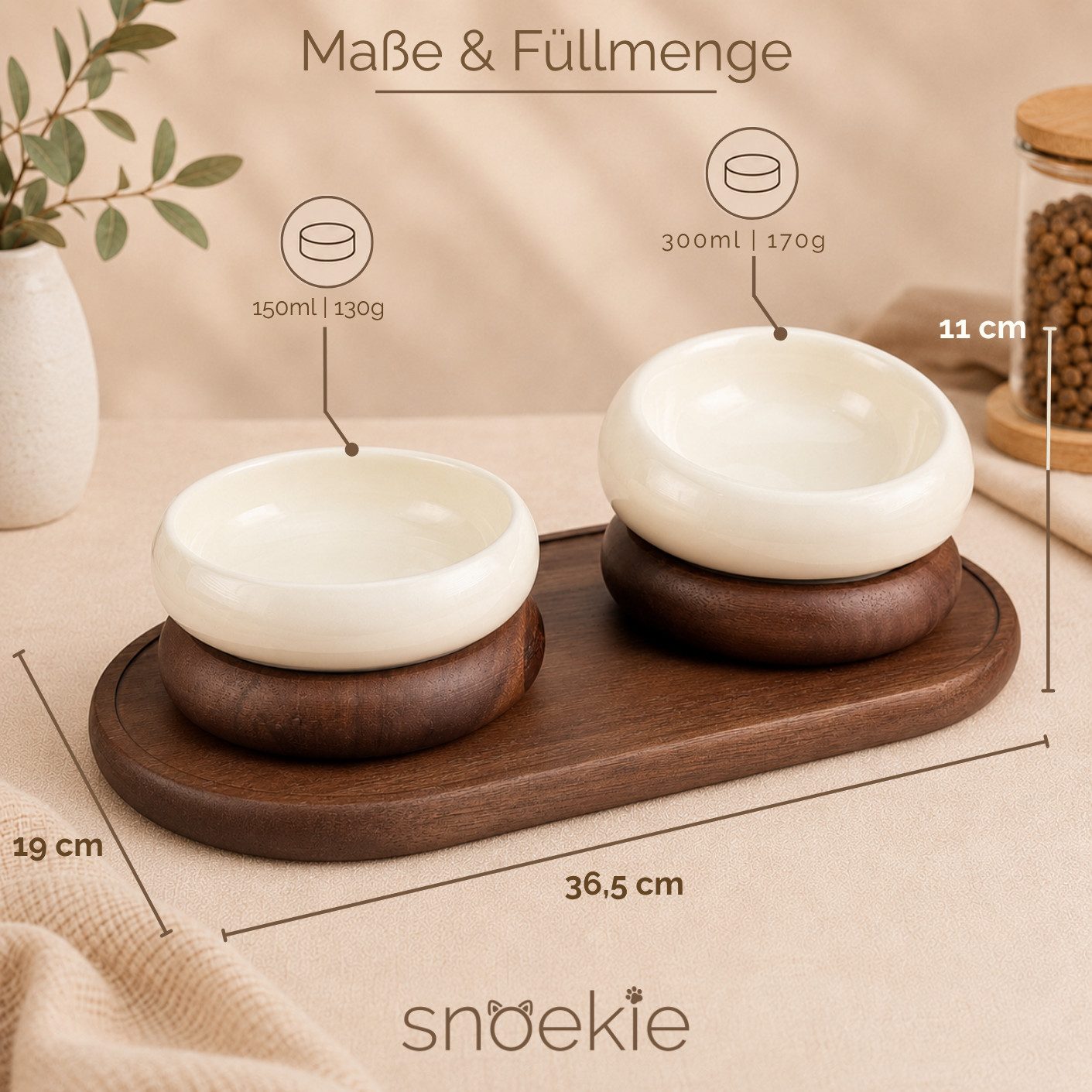 SNOEKIE Napf snoekie Keramik erhöhter magnetischer Doppelnapf für Hunde und Katzen