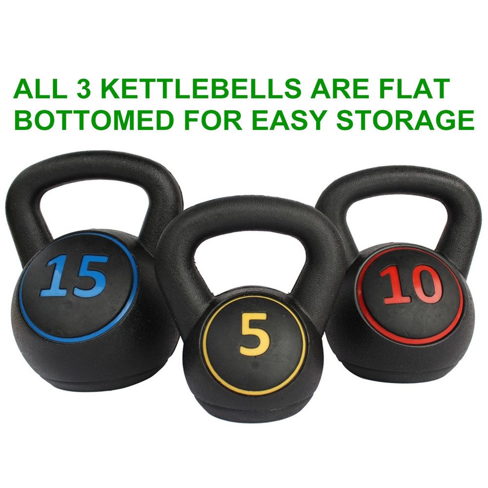 BBWL Kettlebell Set 5/10/15LB mit rutschfestem Griff, Kompakte Fitness Gewichte, Kettlebell Set für Home Gym Krafttraining