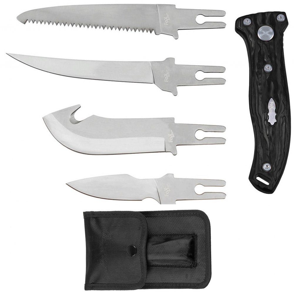 FoxOutdoor Universalmesser Werkzeug, Hunter, 4 Wechselklingen, (5 St), 5-teiliges Werkzeug mit Edelstahl-Klingen