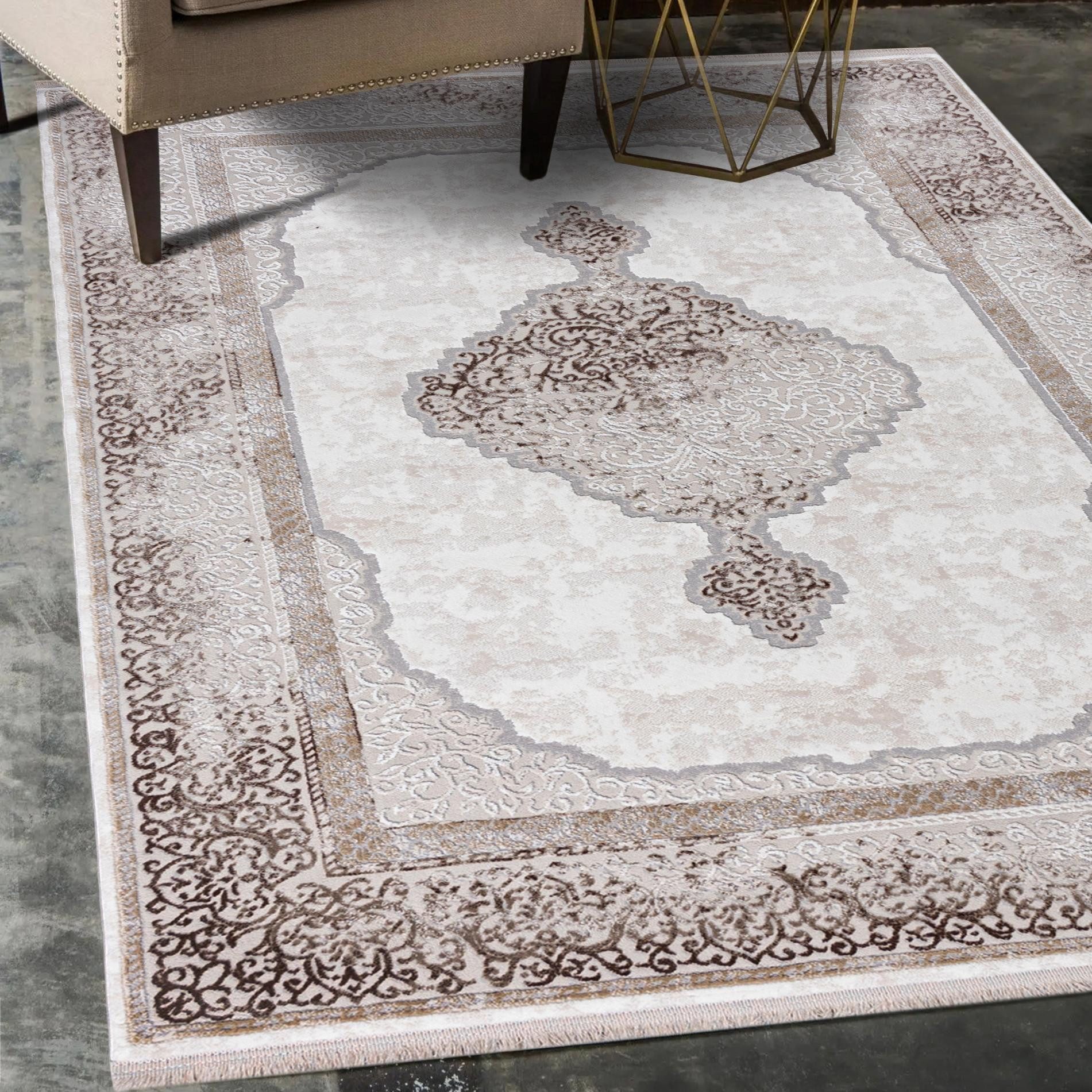 Mazovia Orientteppich Klassisch Bordüre Beige Creme Wohnzimmer, Schlafzimmer, Esszimmer, Fußbodenheizung – Bild 2 von 5