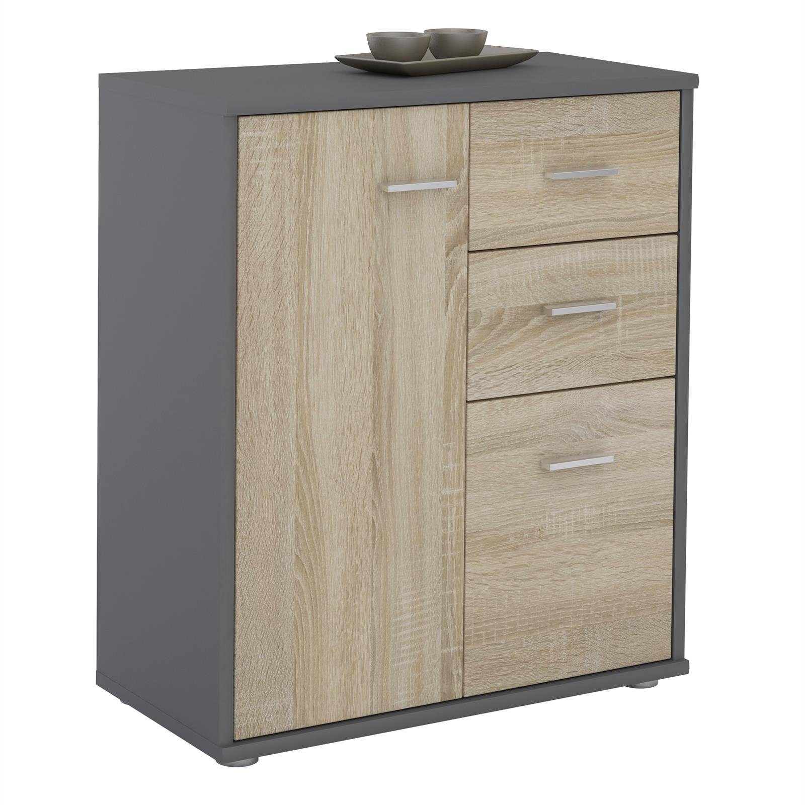 CARO-Möbel Highboard LOCARNO, Kommode Sideboard Mehrzweckschrank Anrichte Beistell Design 2 Türen Sc