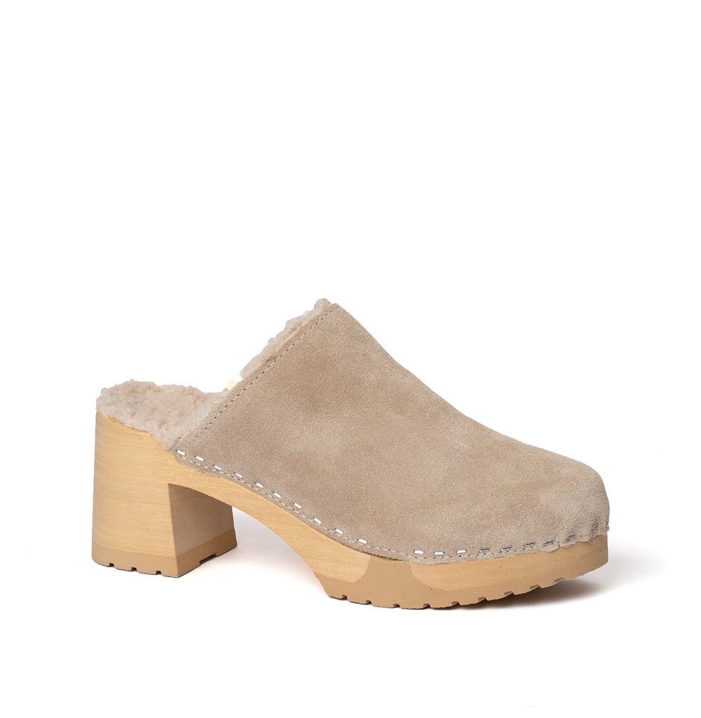 (natur), Clogs, Kaschmir/Plüsch taupe/taupe HANJA Winter, Damen, Holz, Softclox Clog