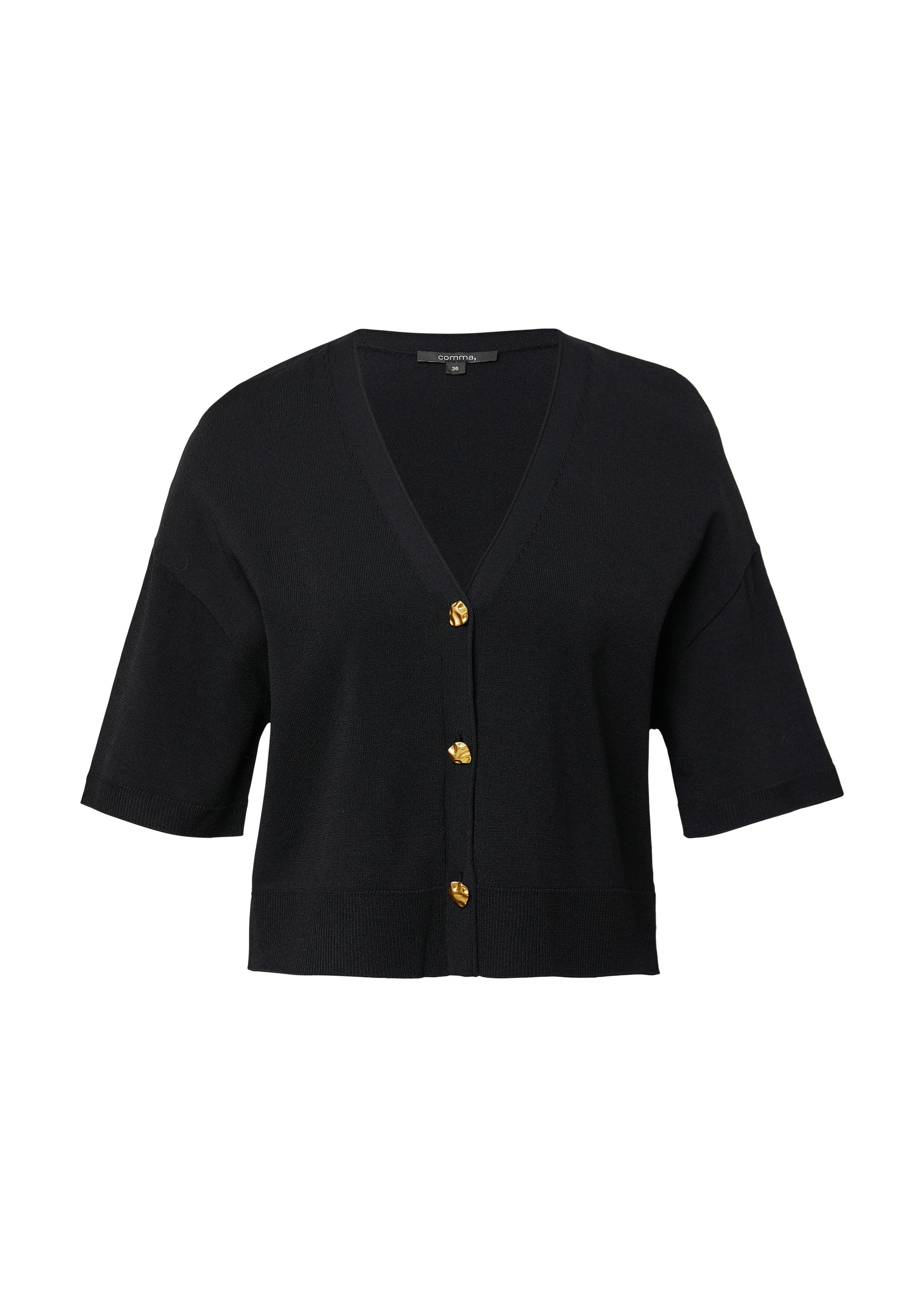 comma Cardigan mit V-Ausschnitt und goldenen Knöpfen