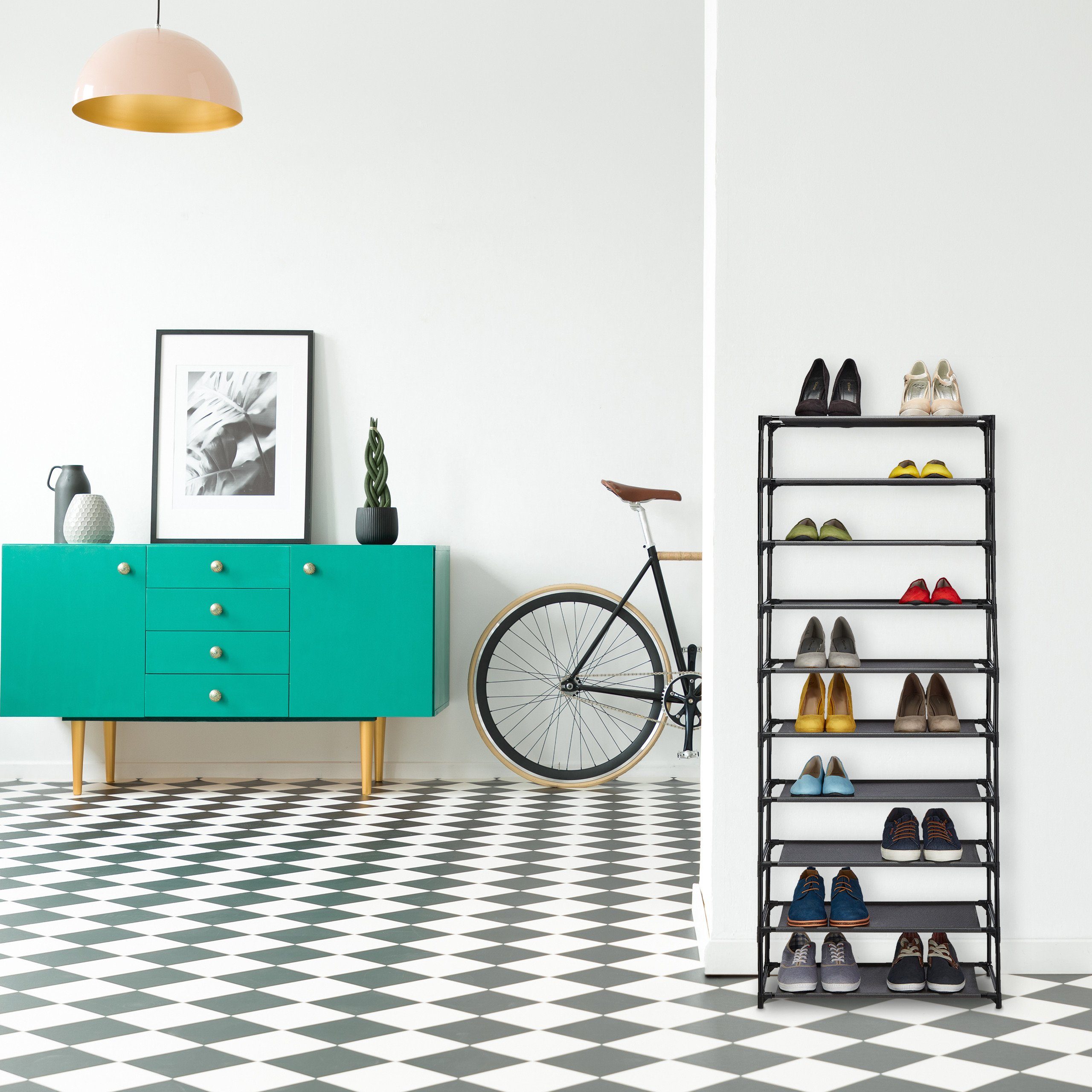 relaxdays Schuhregal Stecksystem 10 Ebene, Schwarz günstig online kaufen