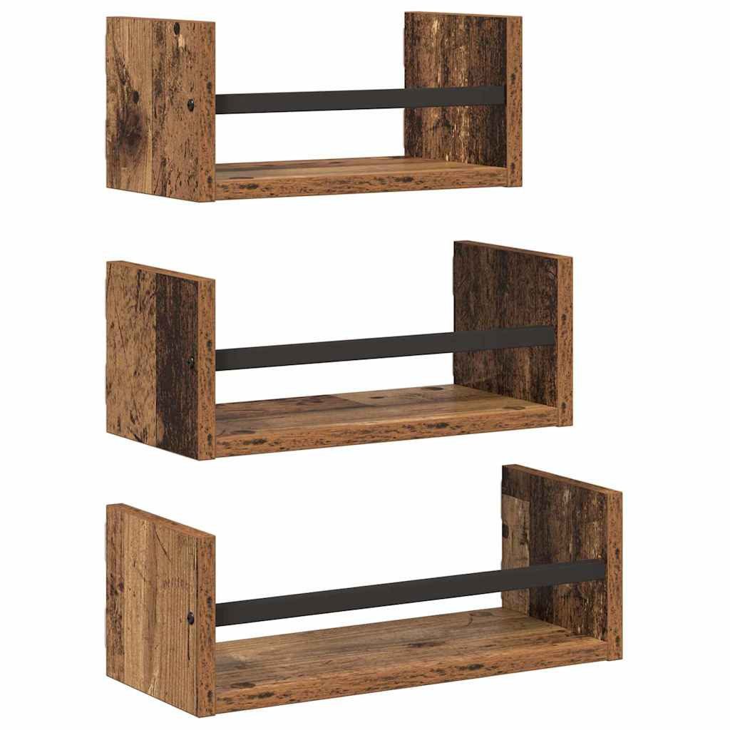 vidaXL Regal Wandregal-Set mit Regal 3 pcs Altholz 40x16x14cm Holzwerkstoff günstig online kaufen