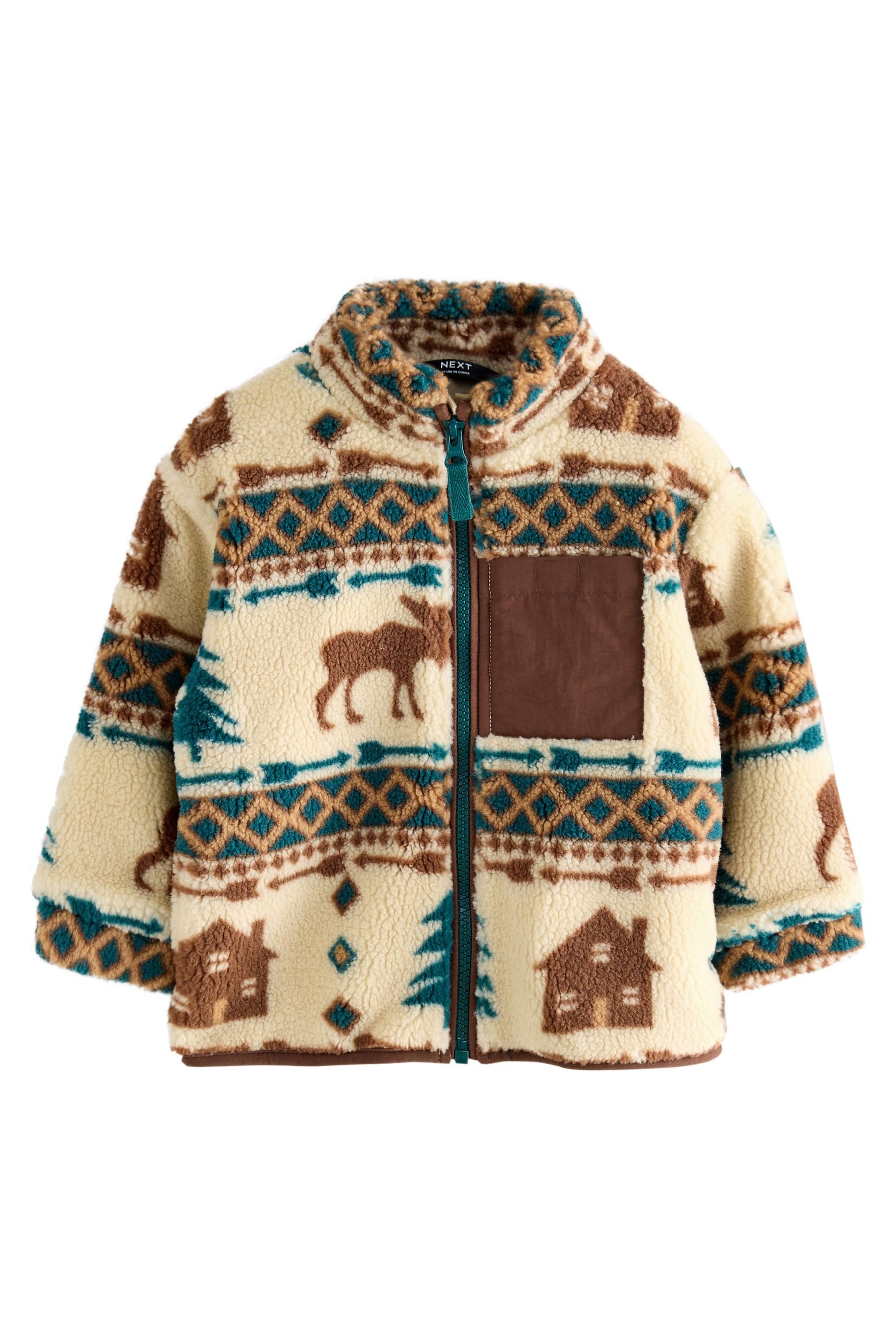 Next Fleecejacke Gemusterte Fleecejacke mit Reißverschluss günstig online kaufen