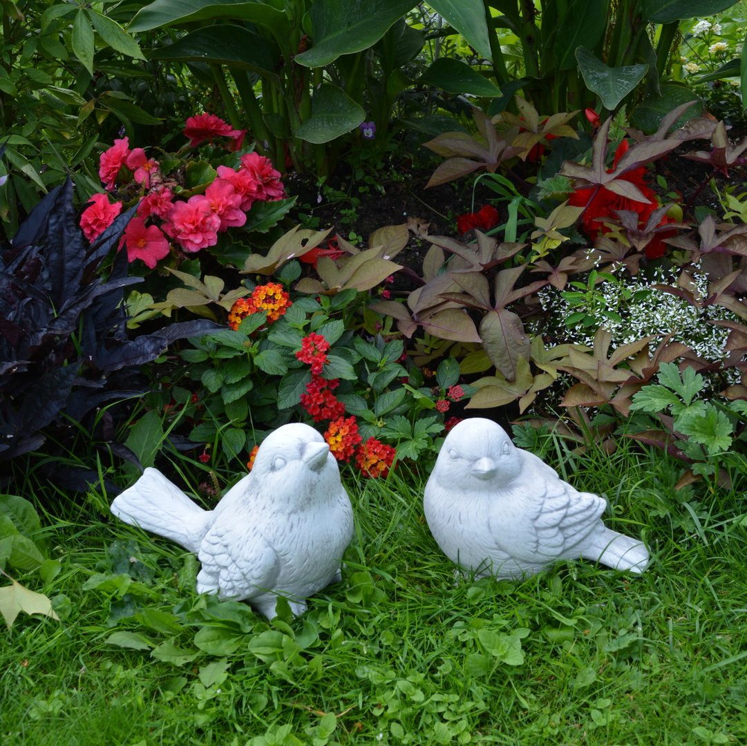 gartendekoparadies.de Gartenfigur Set mit Zwei Vögeln, H. 15/18 cm, 6 kg, Frostsicher