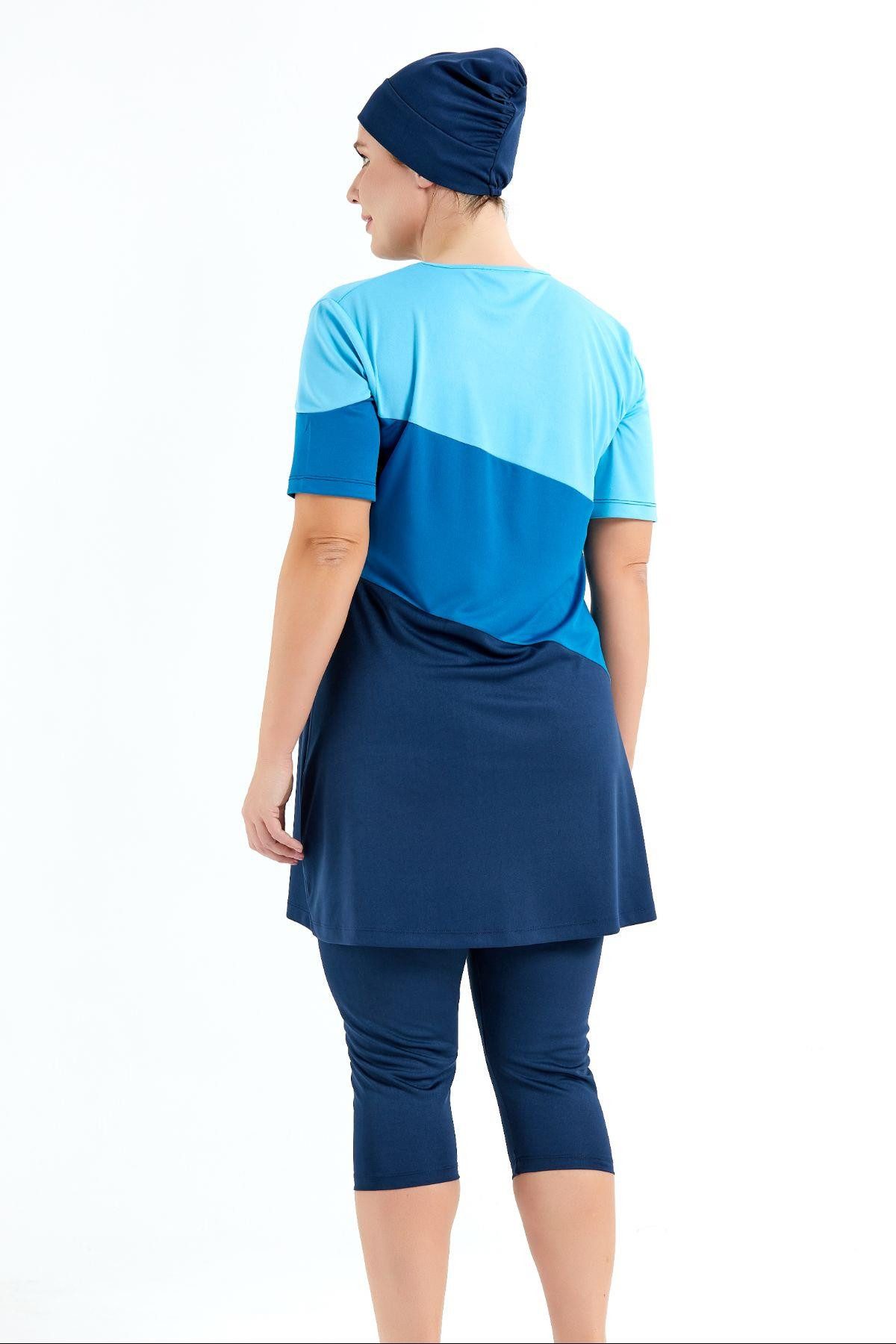 C&CITY Badeanzug Übergröße Kurzarm Leggings Halbbedeckter Bescheidener Bade günstig online kaufen