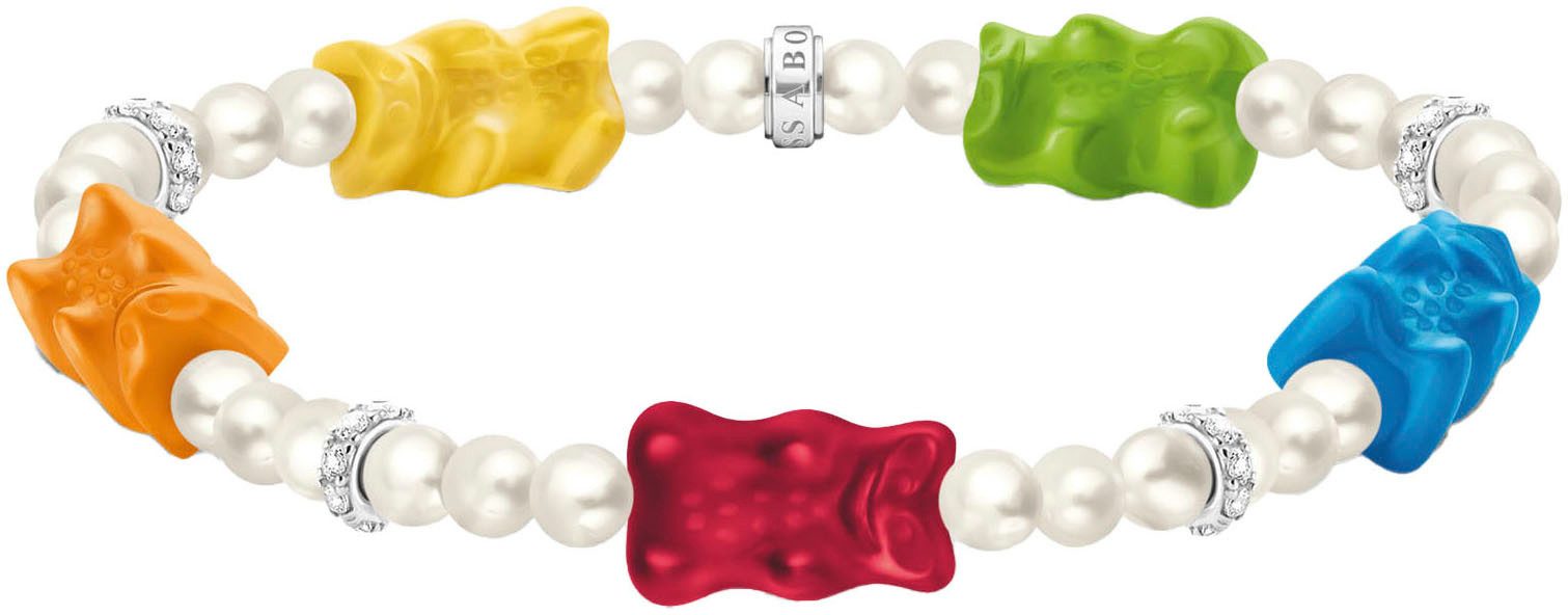 THOMAS SABO Armband THOMAS SABO x HARIBO Schmuck: Perlenarmband mit Goldbären, mit Kristallglas, Zirkonia (synth) - mit Süßwasserzuchtperle